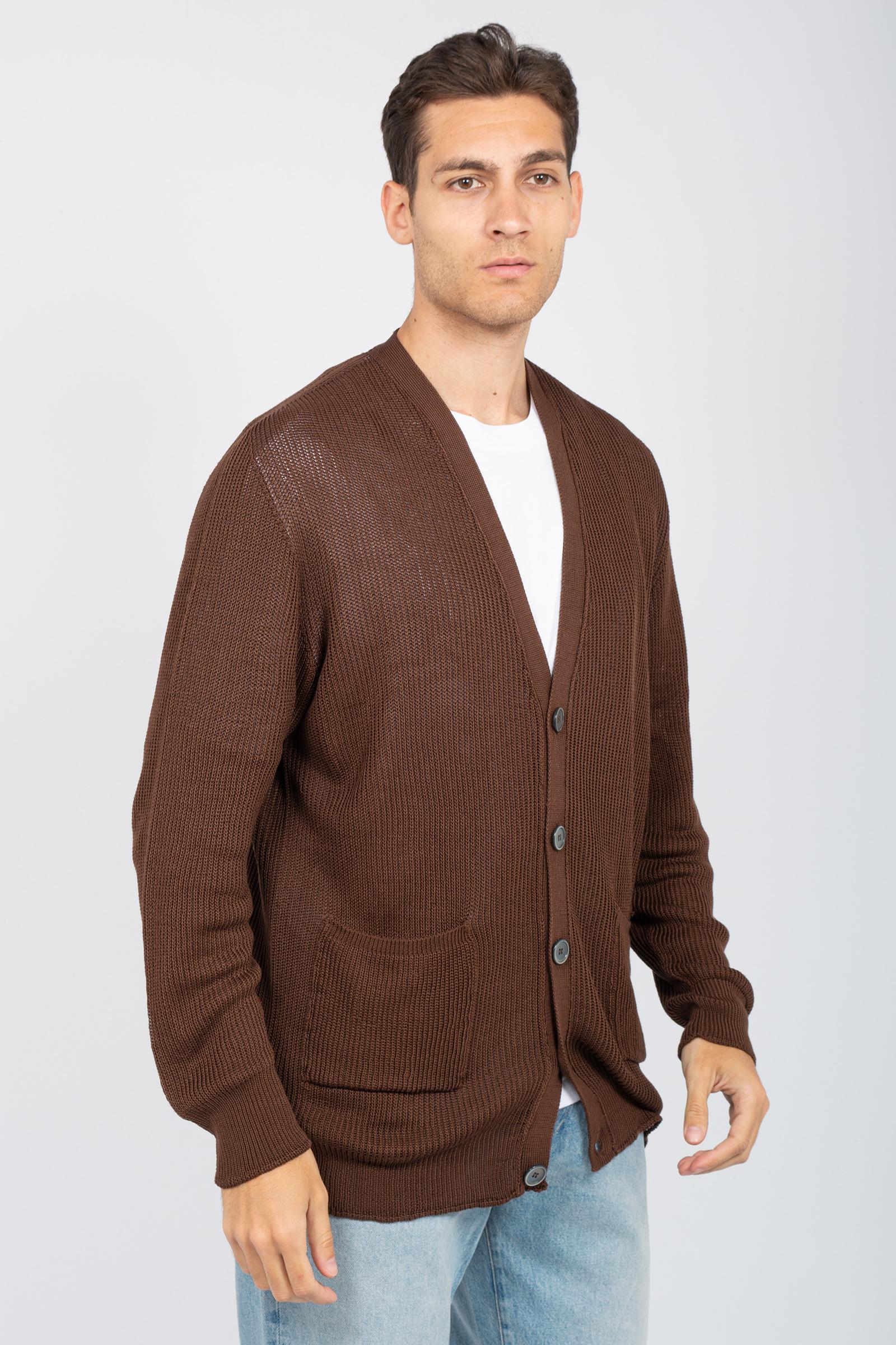 cardigan in cotone B9D0010D MARRONE AMARANTO