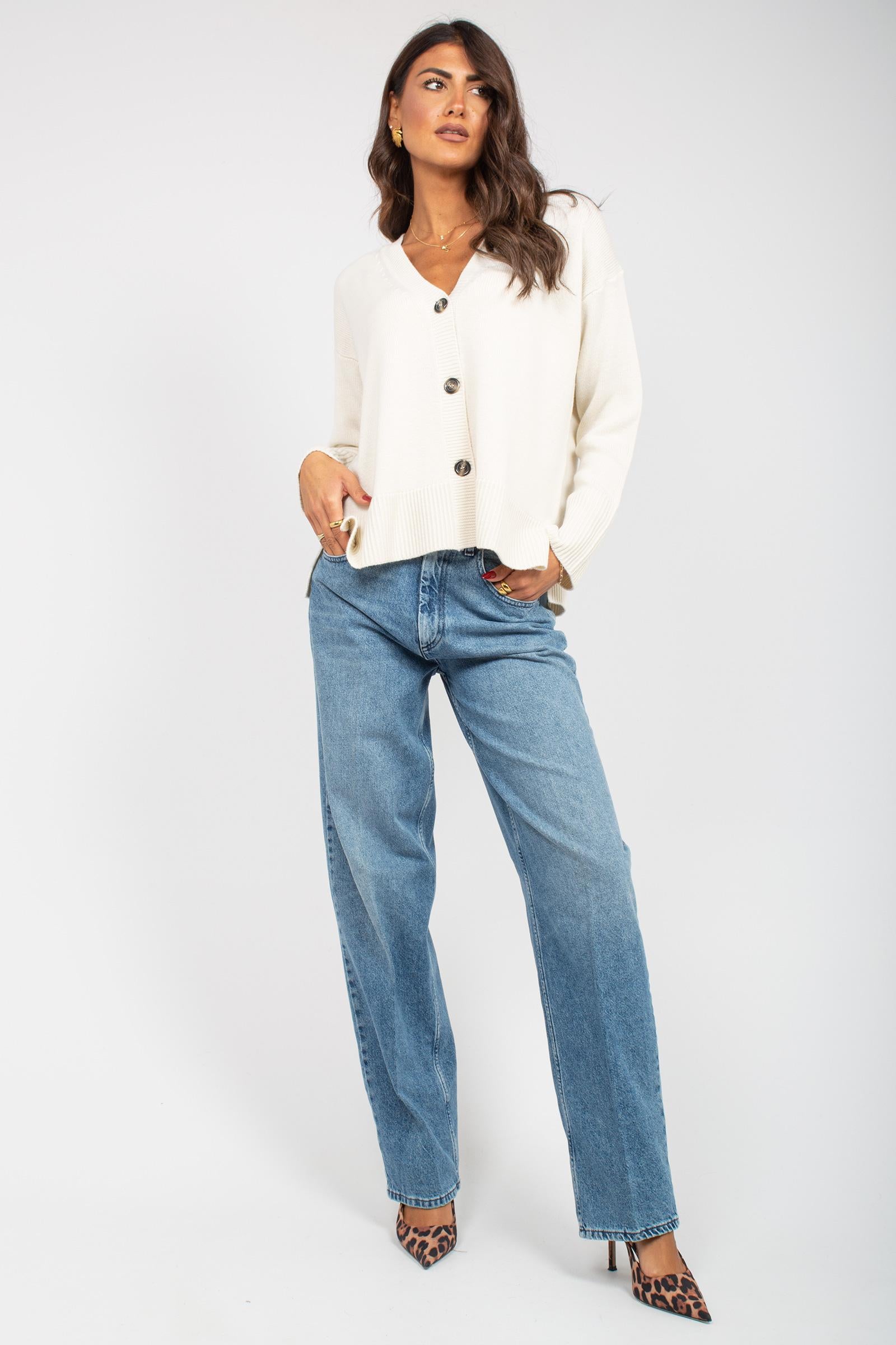 cardigan in lana M3F0099 PANNA SOLOTRE