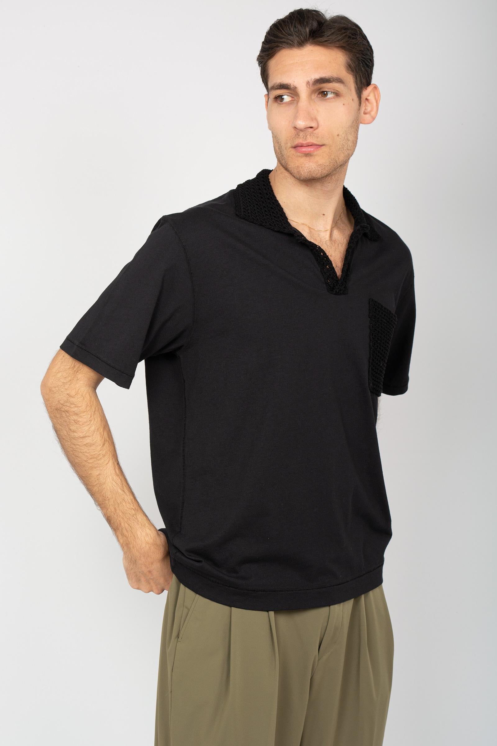 polo in cotone e crochet AFU30 03D ATOMO FACTORY