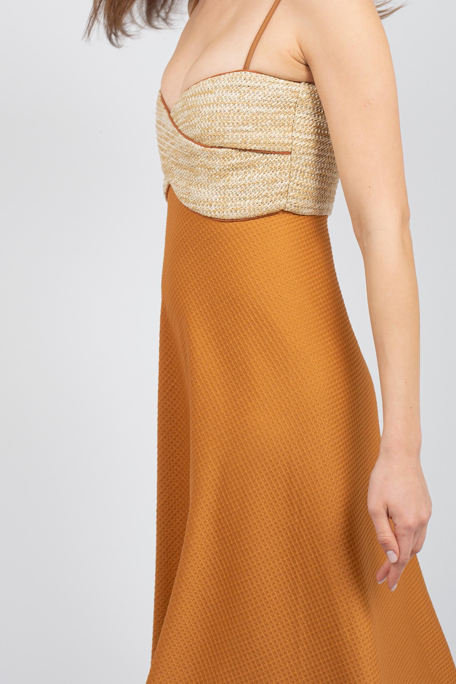 abito con incrocio in rafia 'bagatelle' RO005 RUST ROSANNA OCAMPO