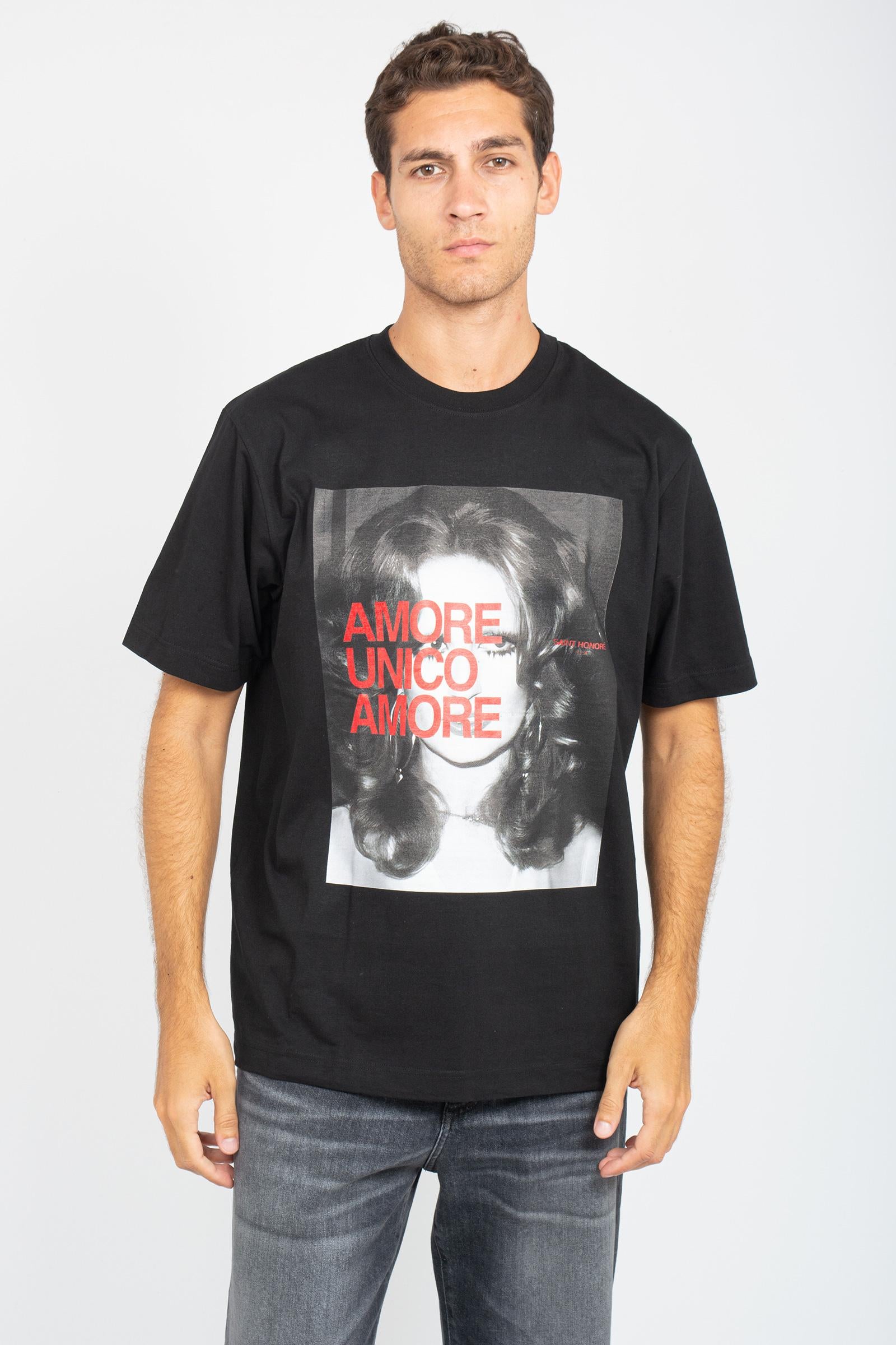 t-shirt oversize in cotone 'amore unico amore' TSOVER965MINA BLK ELITE