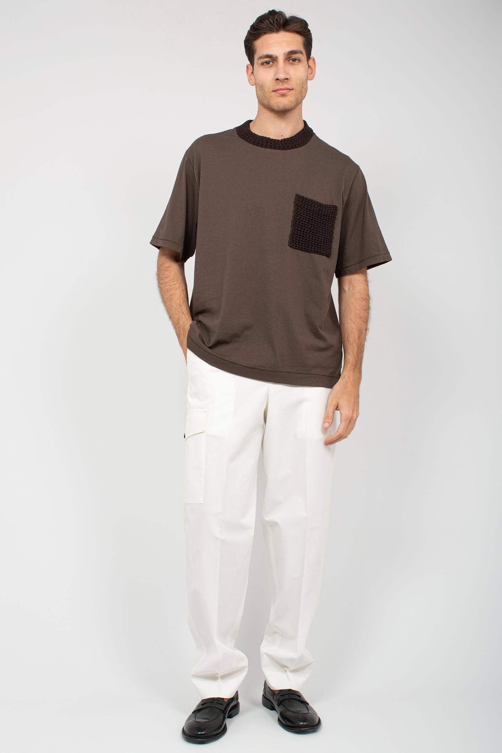 t-shirt in cotone e crochet AFU31 24 ATOMO FACTORY
