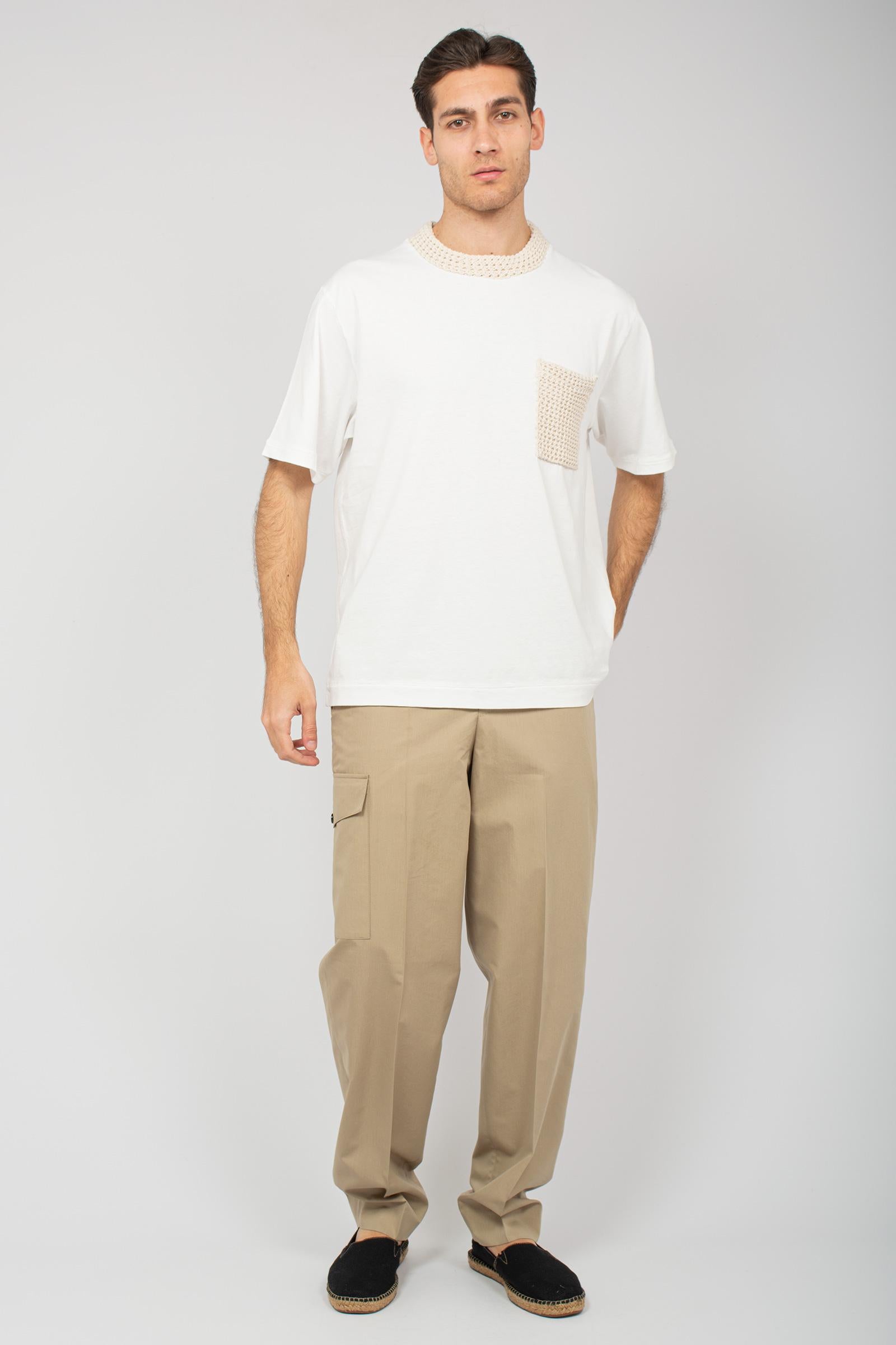 t-shirt in cotone e crochet AFU31 01 ATOMO FACTORY