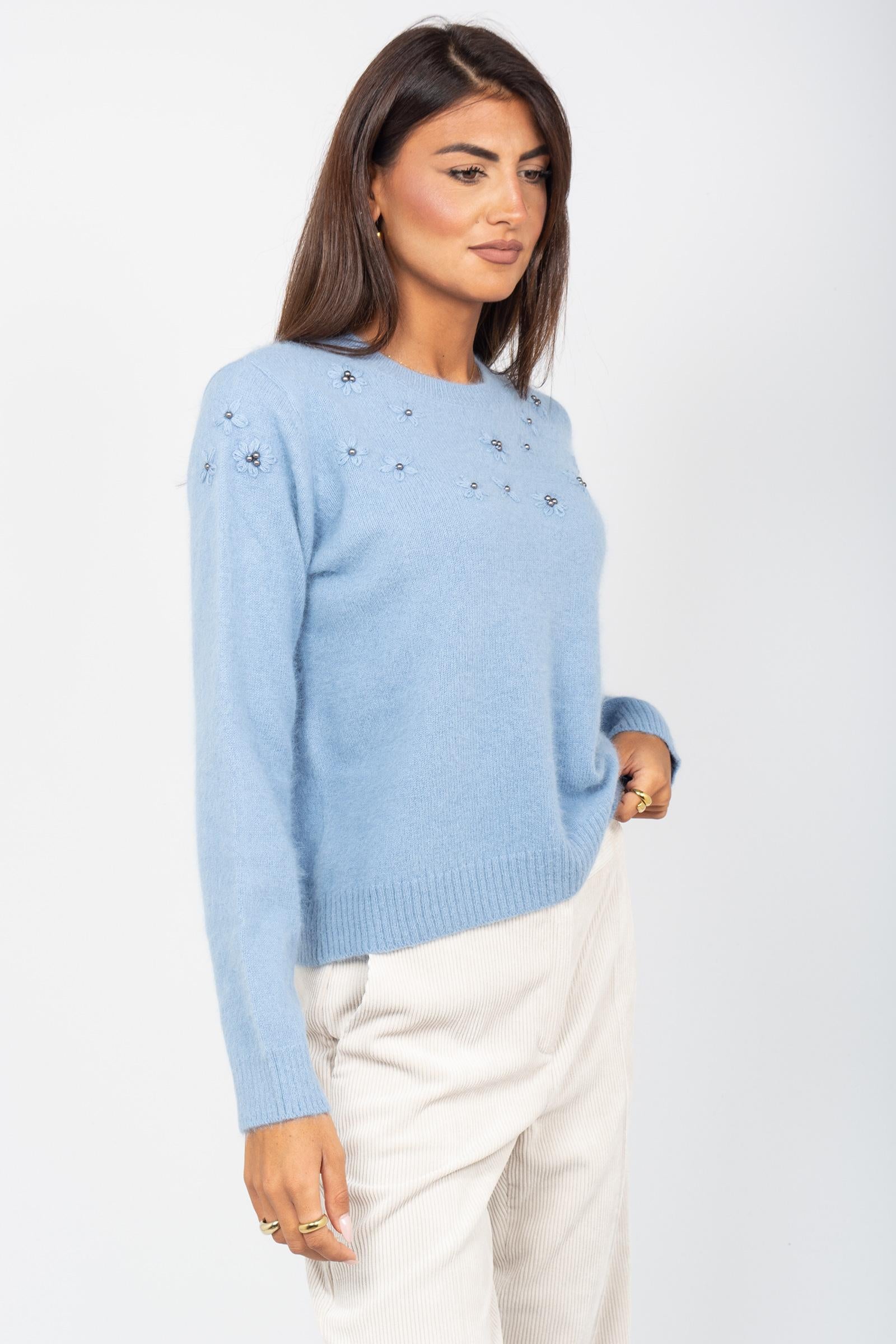 girocollo con ricami in misto lana M213J004944N 04 DIANA GALLESI