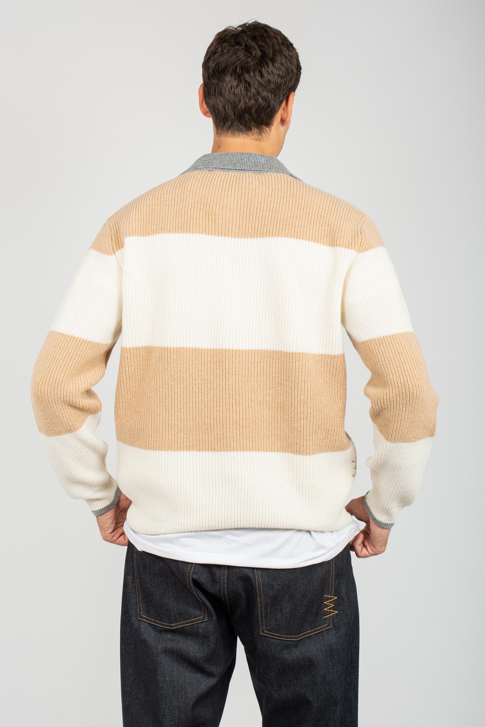 polo a righe in lana B9F0001 NOCCIOLA AMARANTO