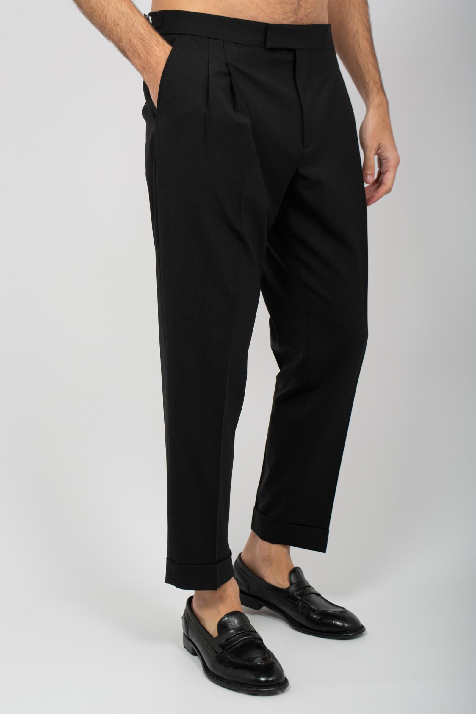 pantalone con pinces in lana vergine 'robby' ROBBYET NERO BE ABLE