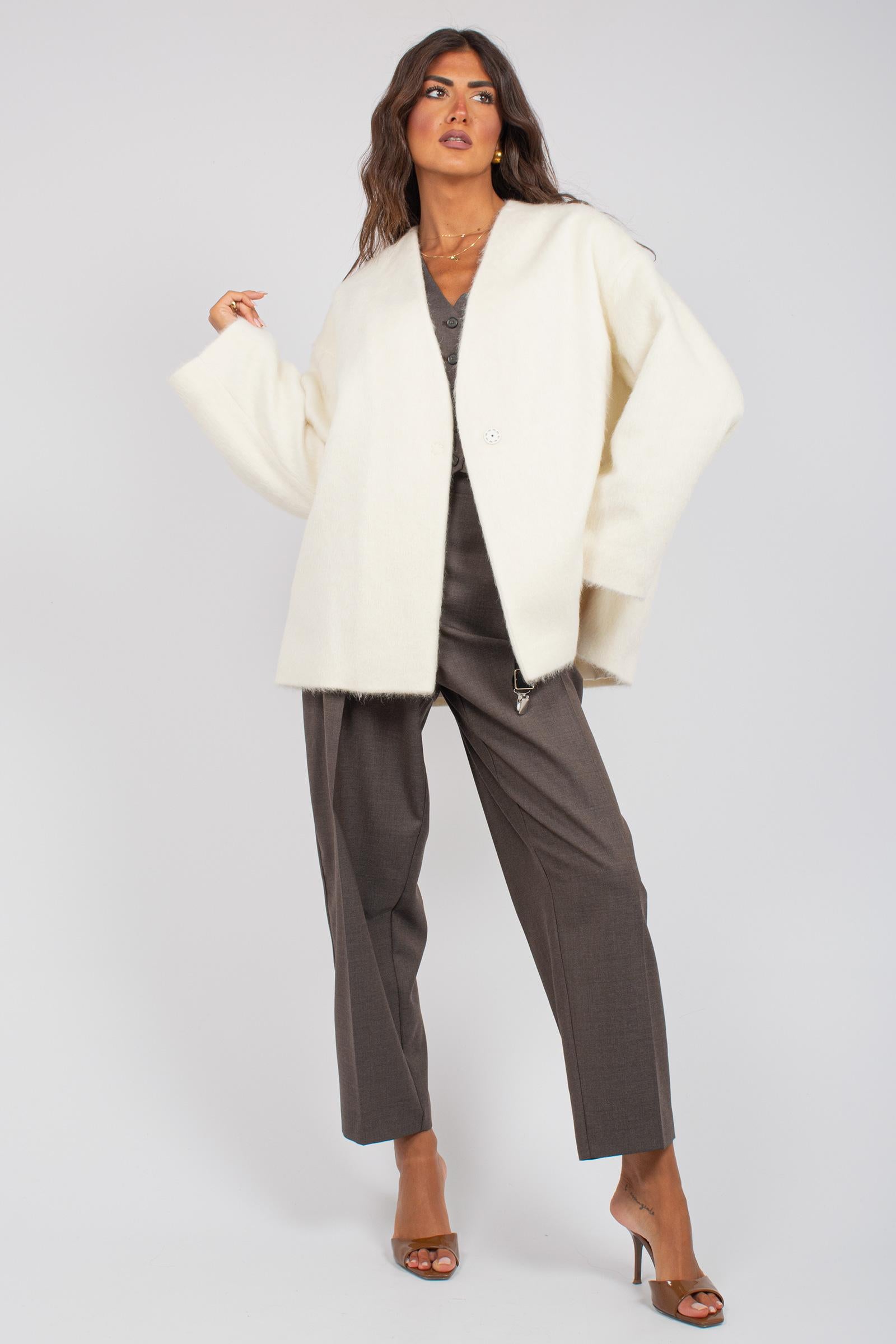giacca oversize in misto alpaca A26493000 301 MOUCHE