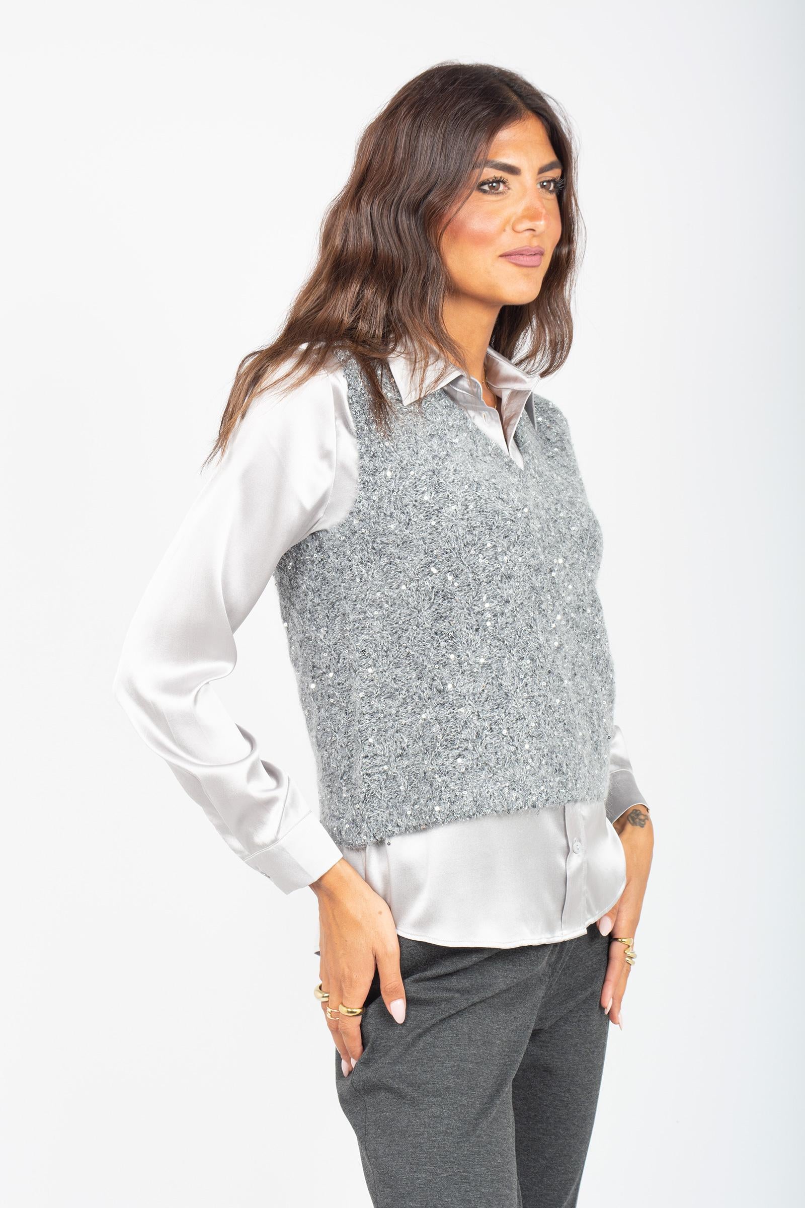 gilet con pailettes 255M4005 028 MAIDA MILA