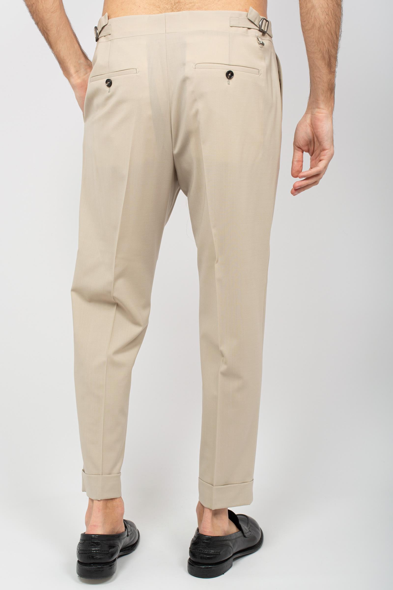 pantalone con pinces in lana vergine 'robby' ROBBYET SABBIA BE ABLE