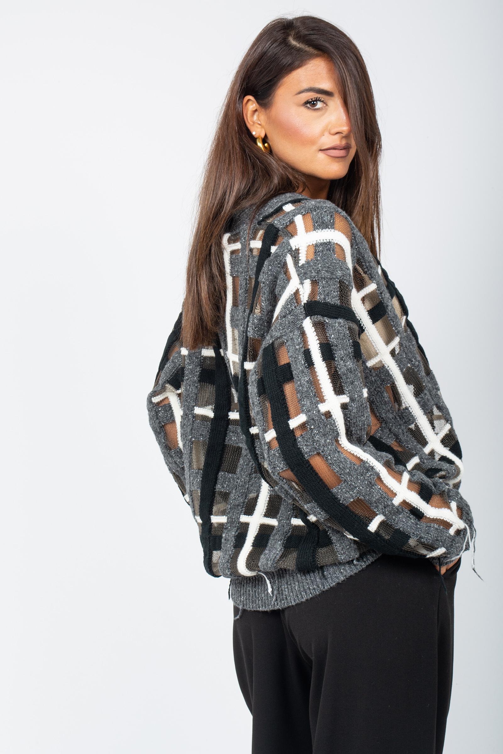 cardigan check in misto lana AI25AFD58 653 ATOMO FACTORY