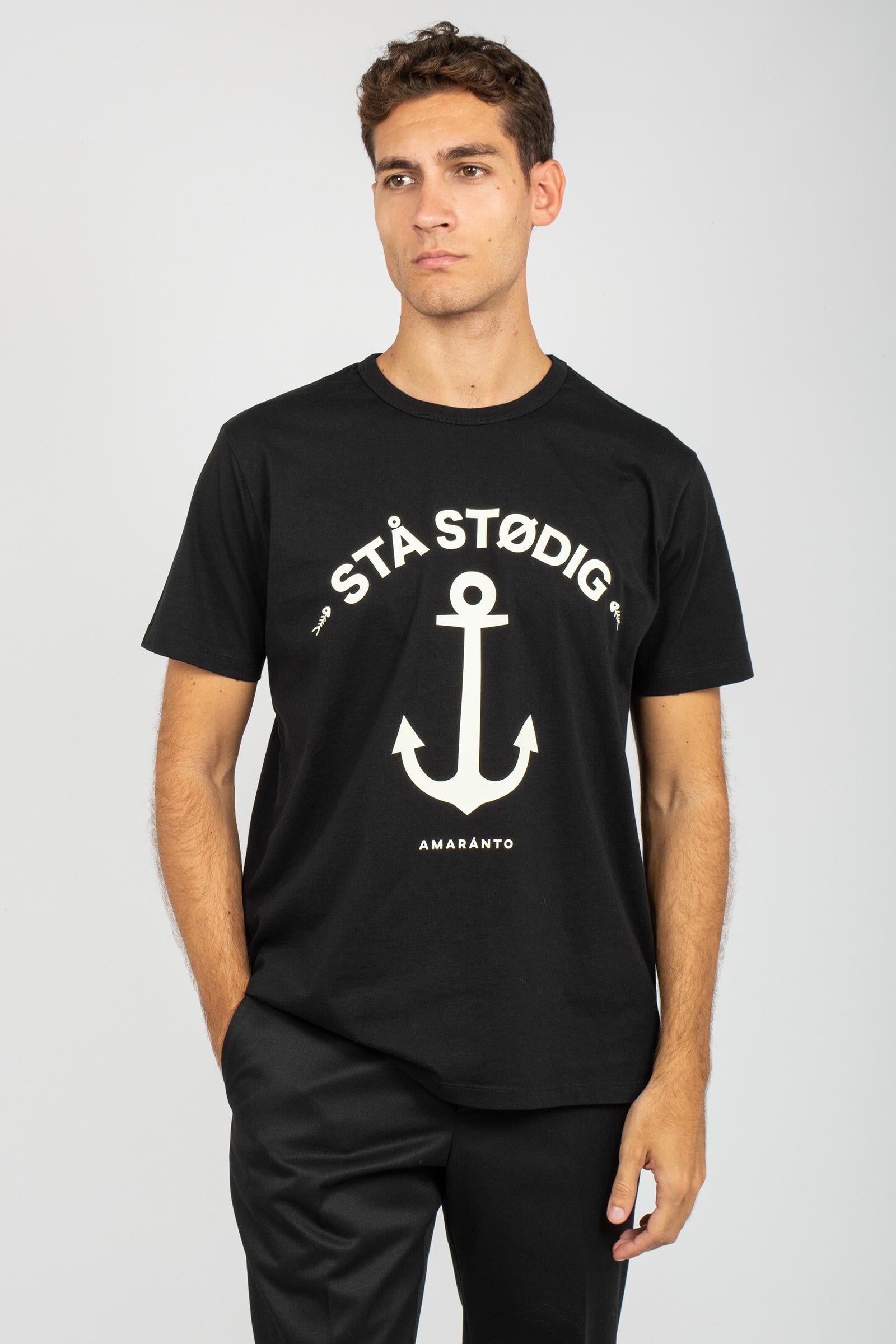t-shirt in cotone con stampa B6F0069 NERO AMARANTO
