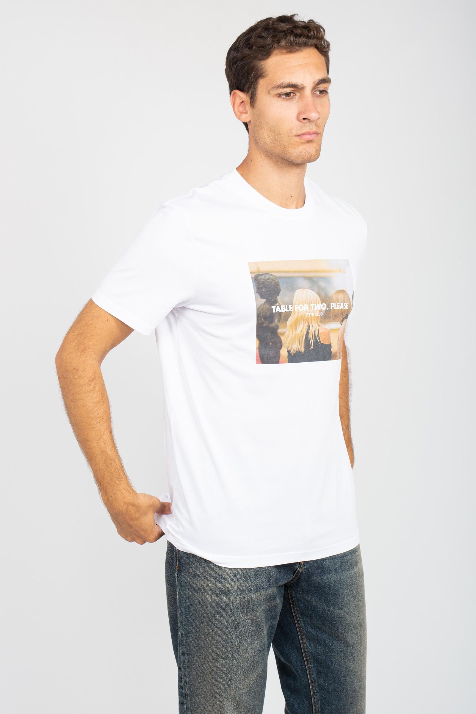 t-shirt in cotone ' table for two' TSBASIC949TABLE WHT ELITE