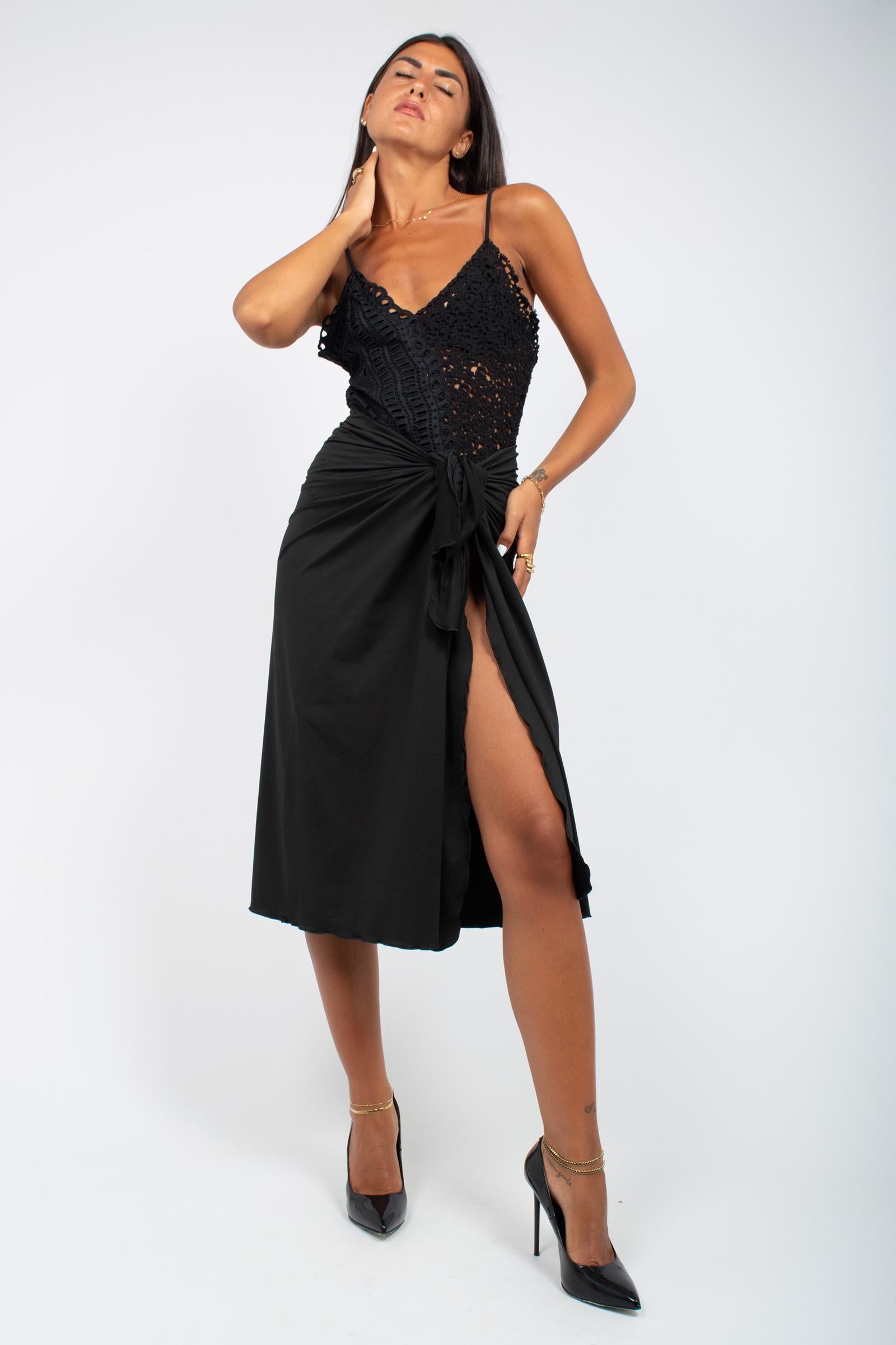 pareo lungo in jersey Q02B NERO IU RITA MENNOIA
