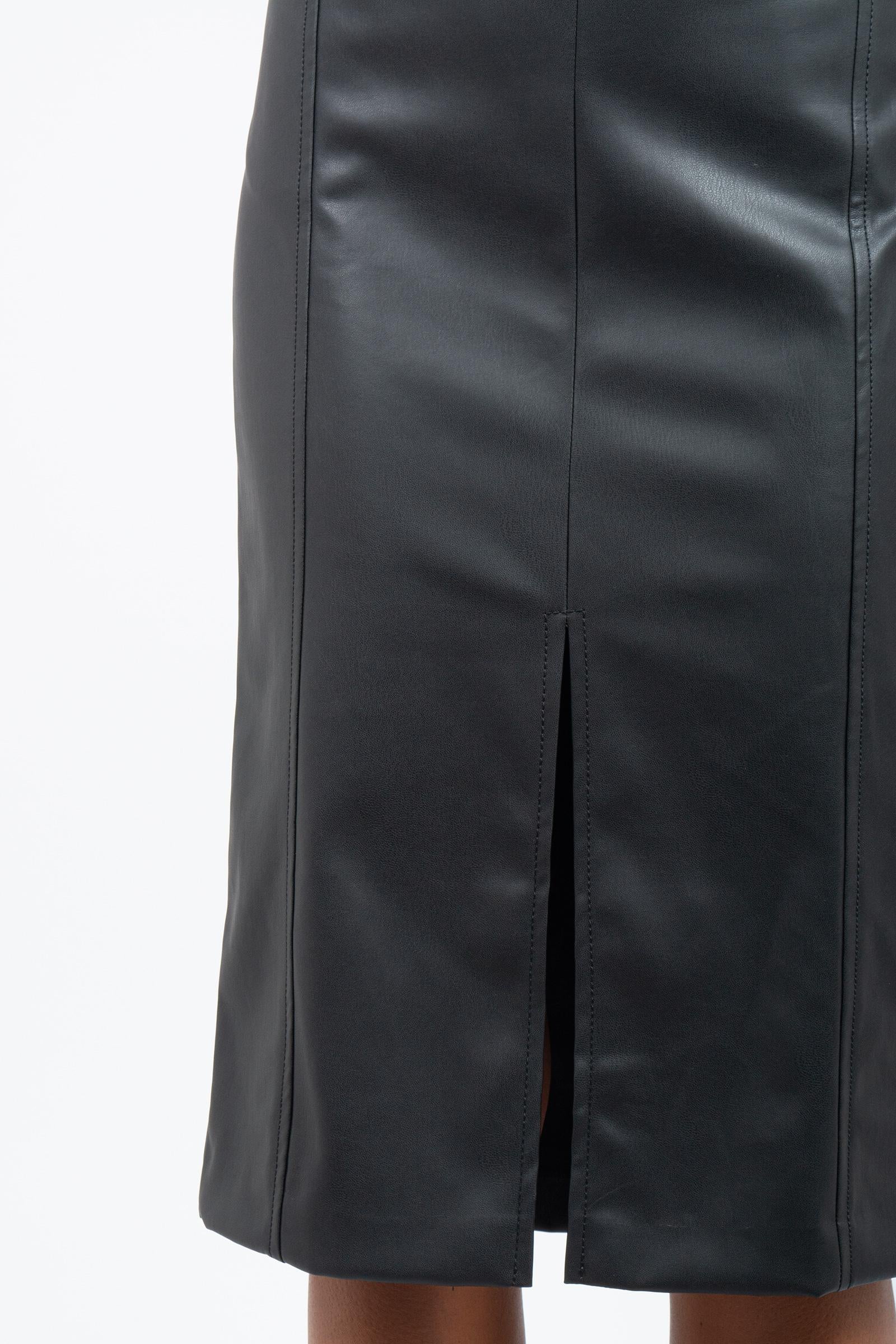 gonna tubo in ecopelle G344PELLE BLACK SANGERMANO
