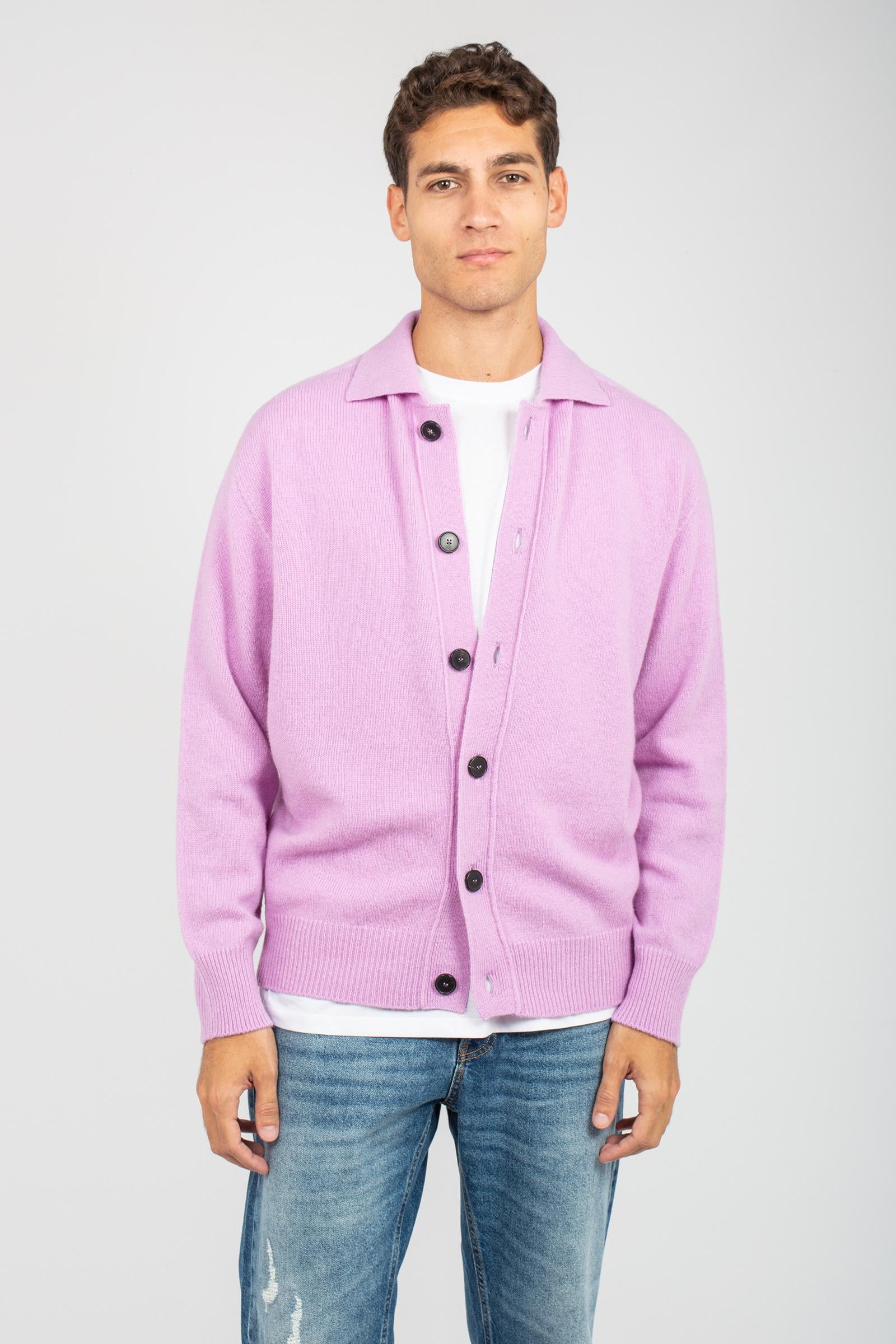cardigan camicia in lana B9F0010 GLICINE AMARANTO
