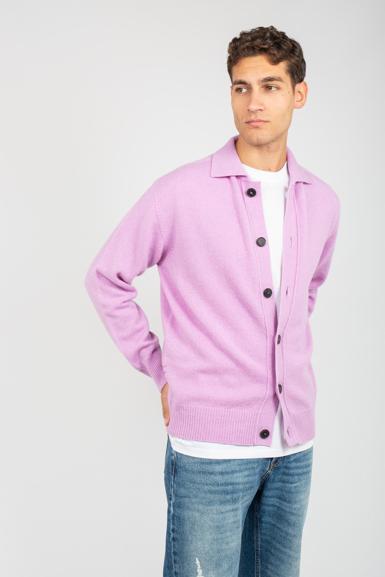 cardigan camicia in lana B9F0010 GLICINE AMARANTO