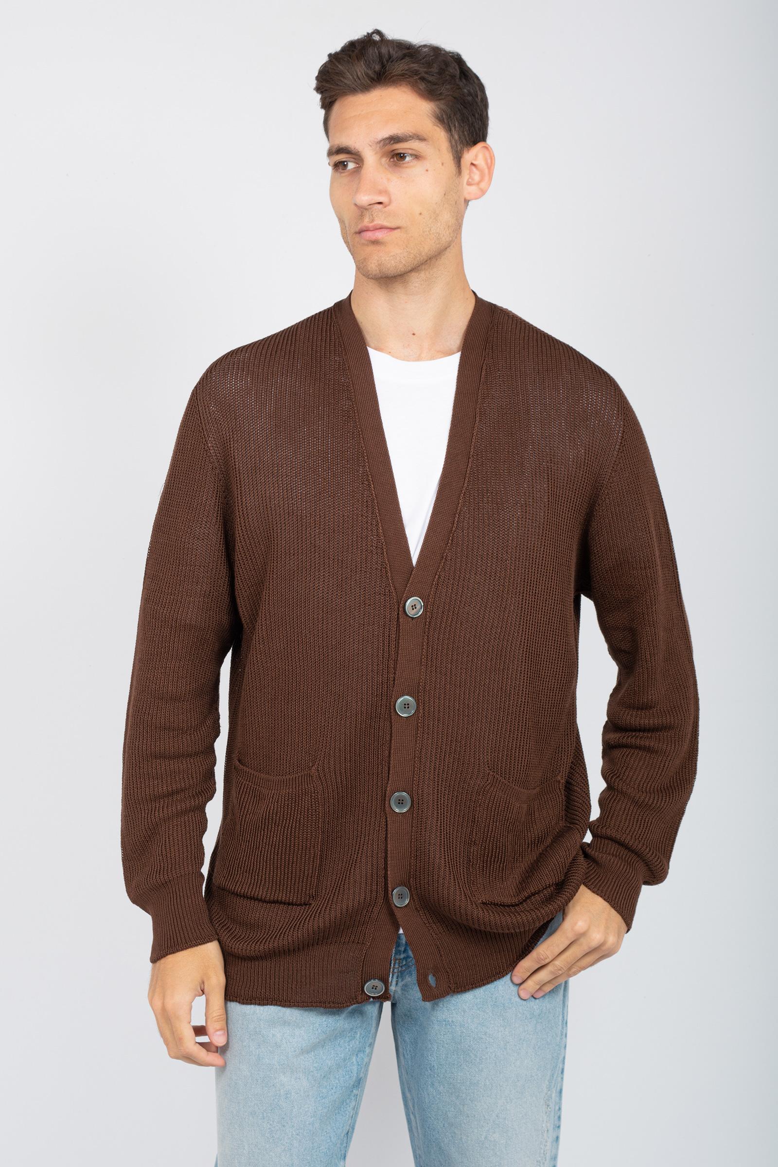 cardigan in cotone B9D0010D MARRONE AMARANTO