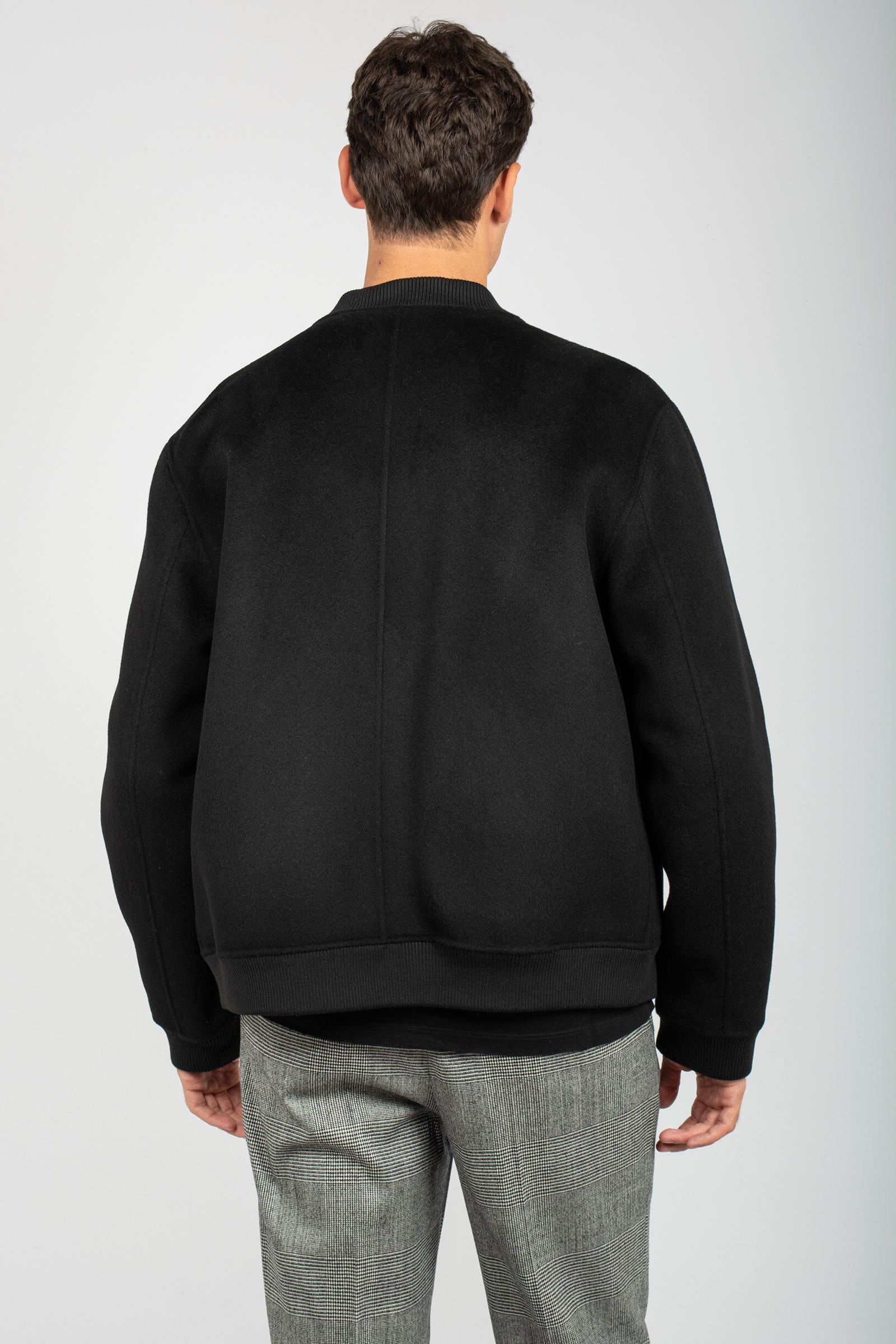 giacca con zip in panno di lana B6F0011 NERO AMARANTO