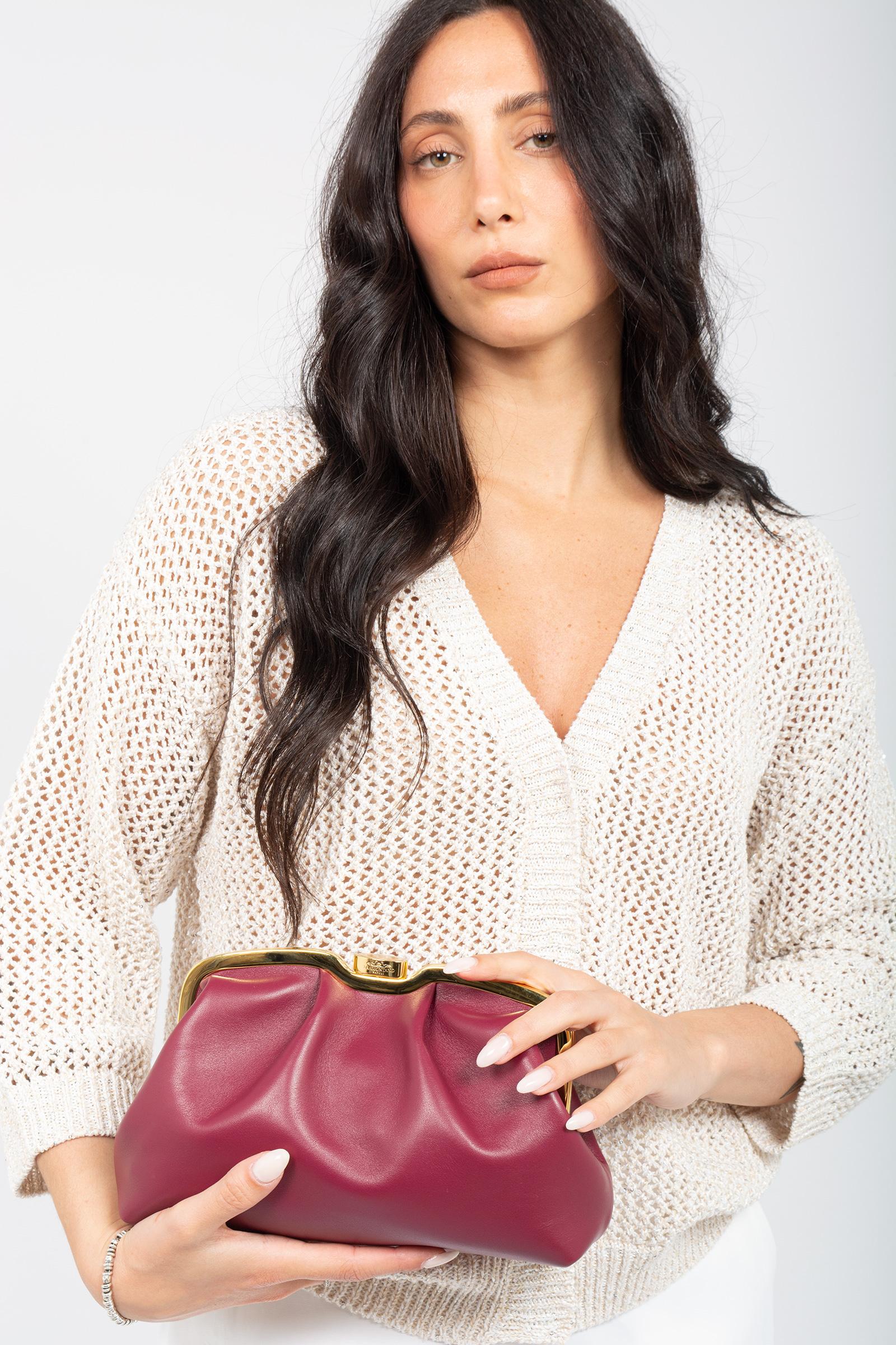 Pouch in nappa 1802TNAPPA CERISE TRAMONTANO