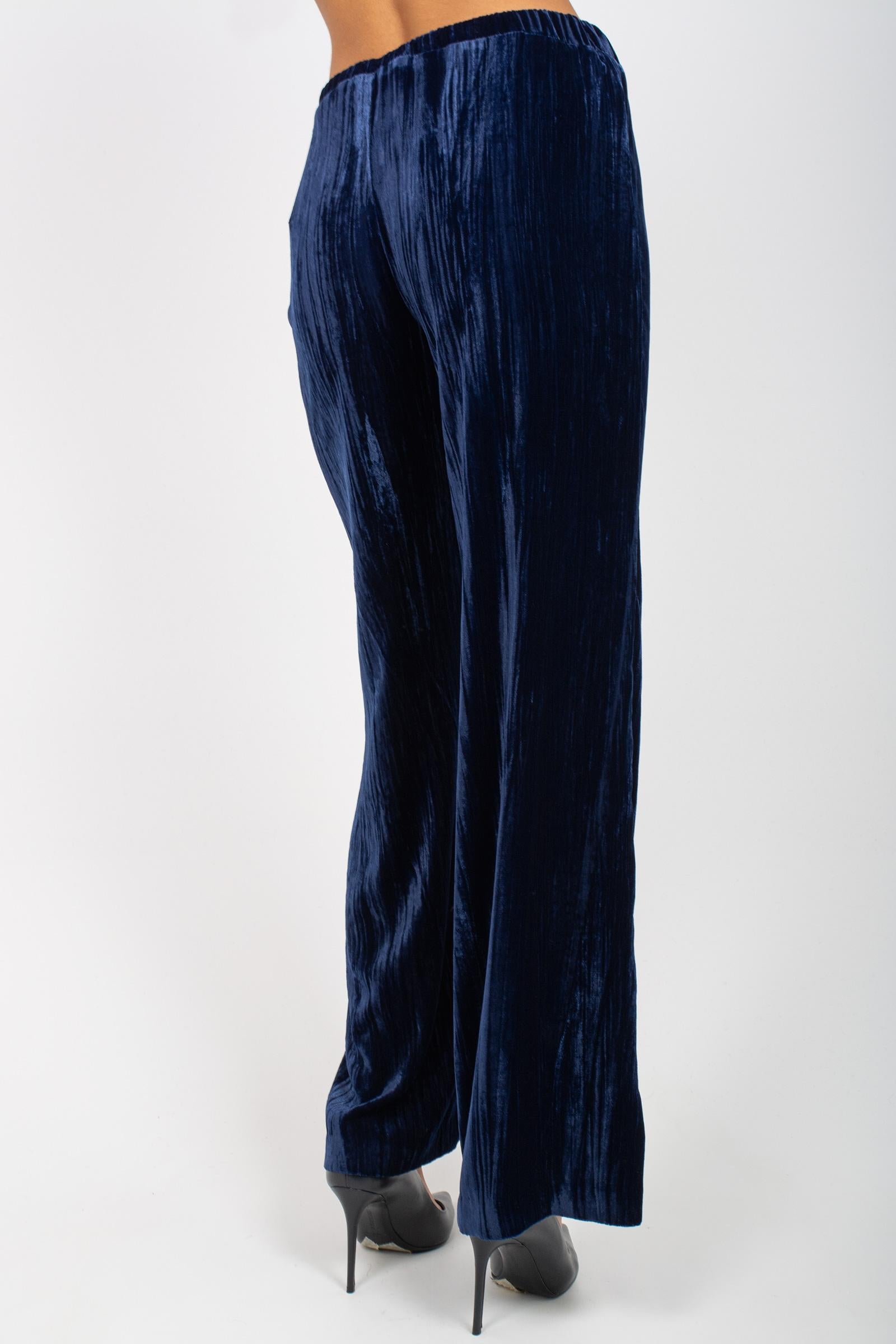 pantalone in velluto striato P009LIONE BLU SANGERMANO