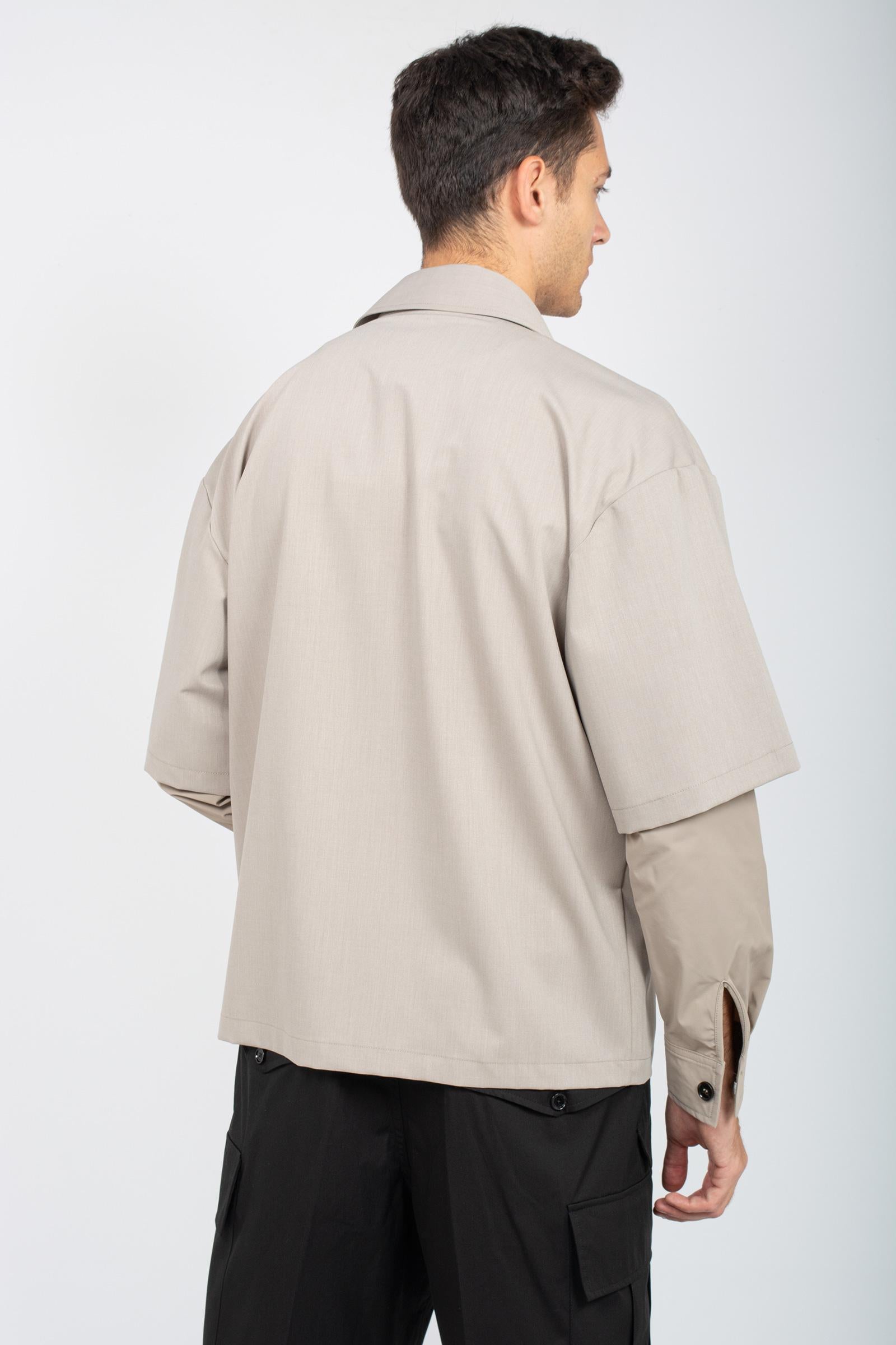 camicia con doppia manica 8158C492 BEIGE C93