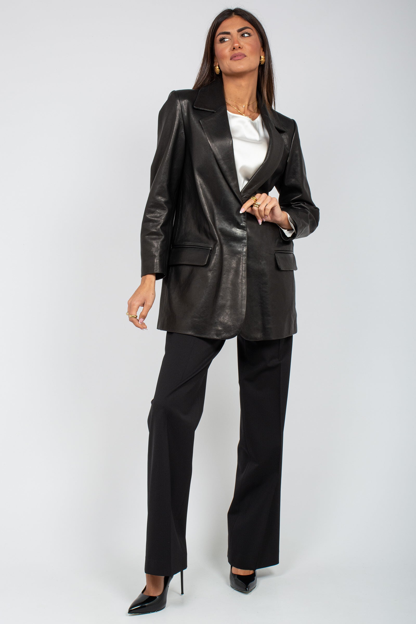 giacca in pelle naturale MARIANNA NERO THE AL 