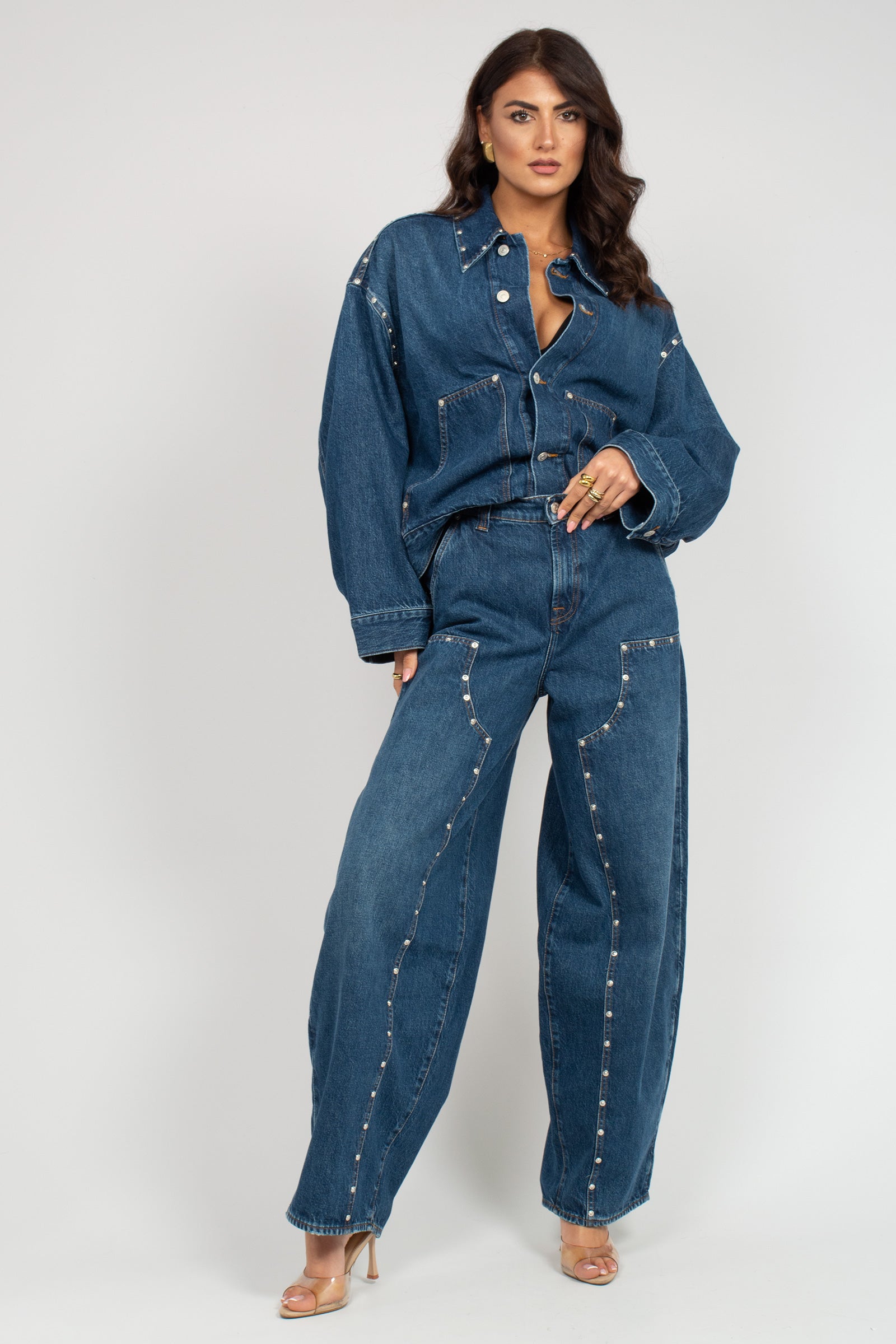 denim con borchie 'baloon' 7UF50066 LEBLUE 7 FOR ALL MANKIND 