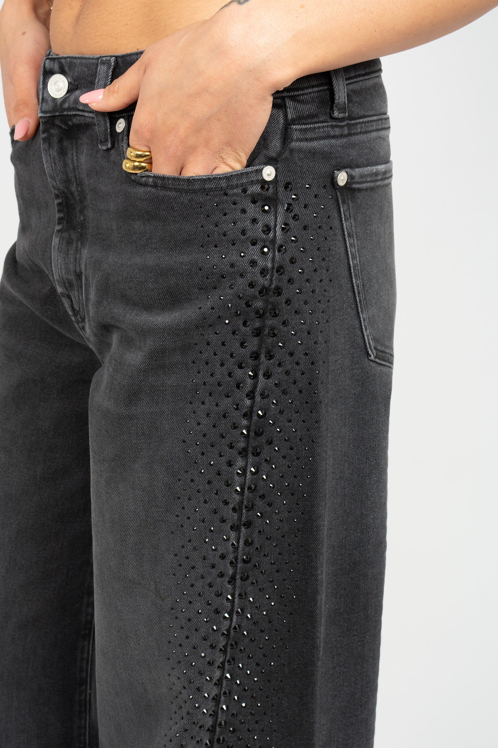 denim oversize con cristalli 'lotta' 7UX1SC32 BOTTOMLINE 7 FOR ALL MANKIND 