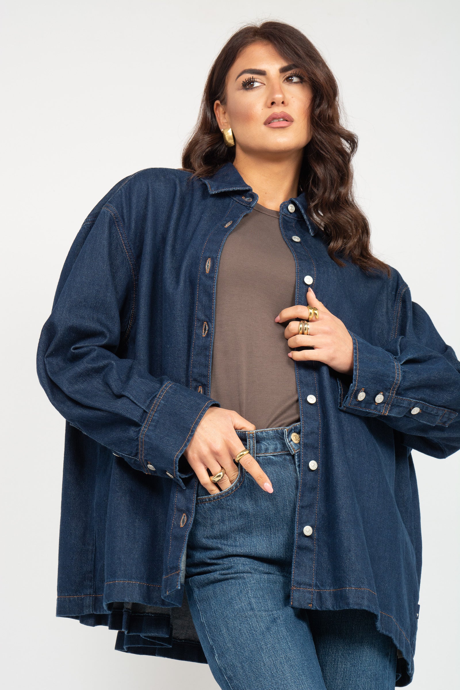 camicia in denim pleated 7UZ10555 FRANKLIN 7 FOR ALL MANKIND 