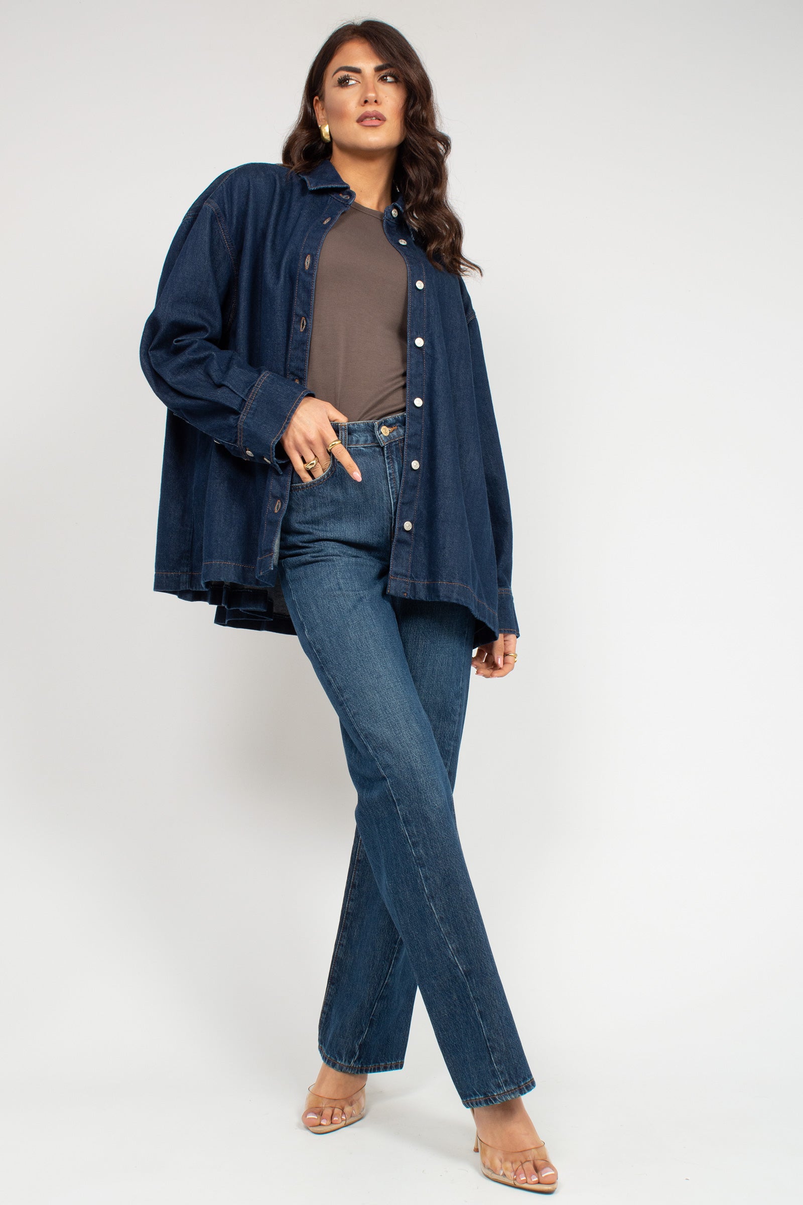 camicia in denim pleated 7UZ10555 FRANKLIN 7 FOR ALL MANKIND 