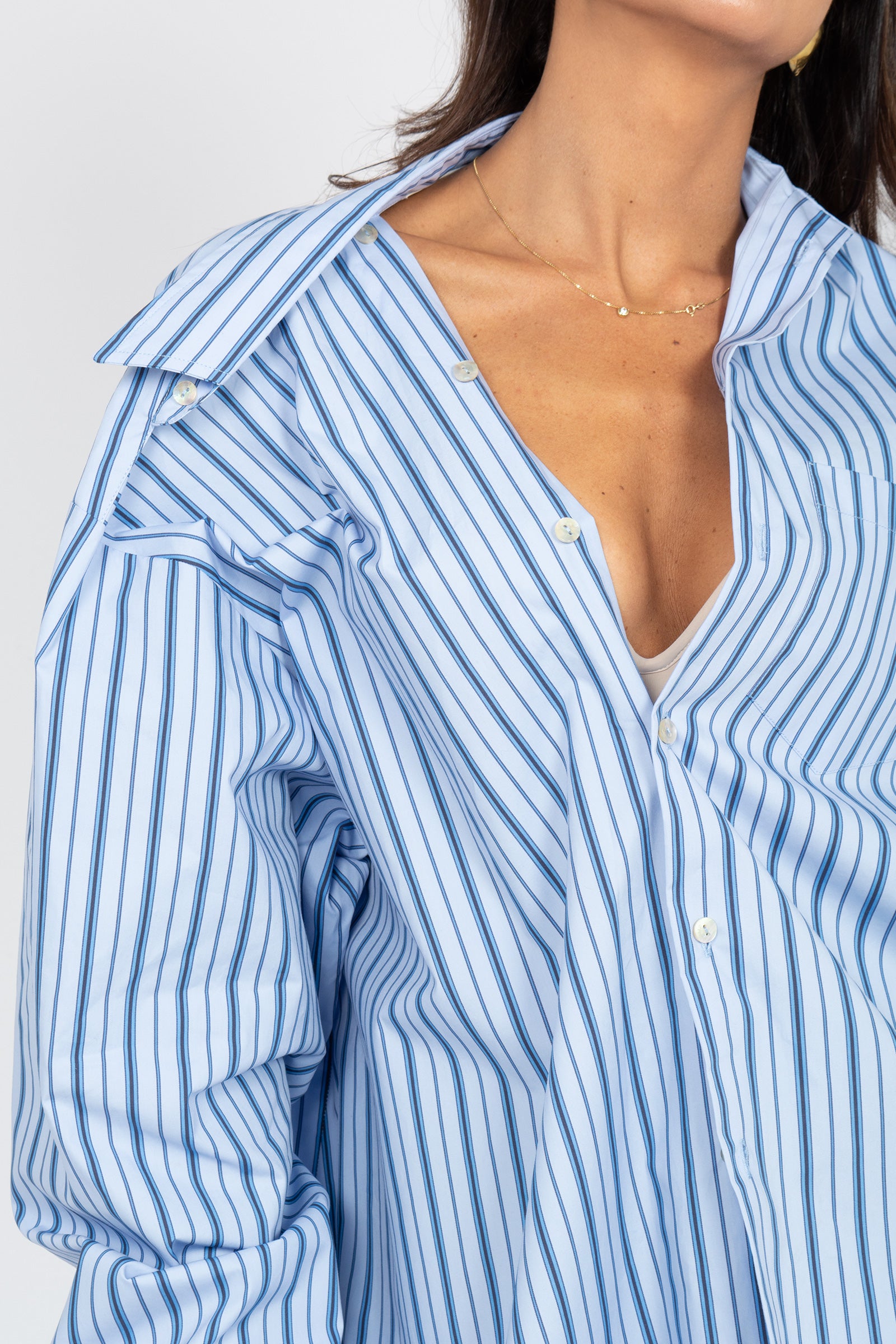 camicia oversize in cotone a righe S6PKWOSI125 186 A PAPER KID 