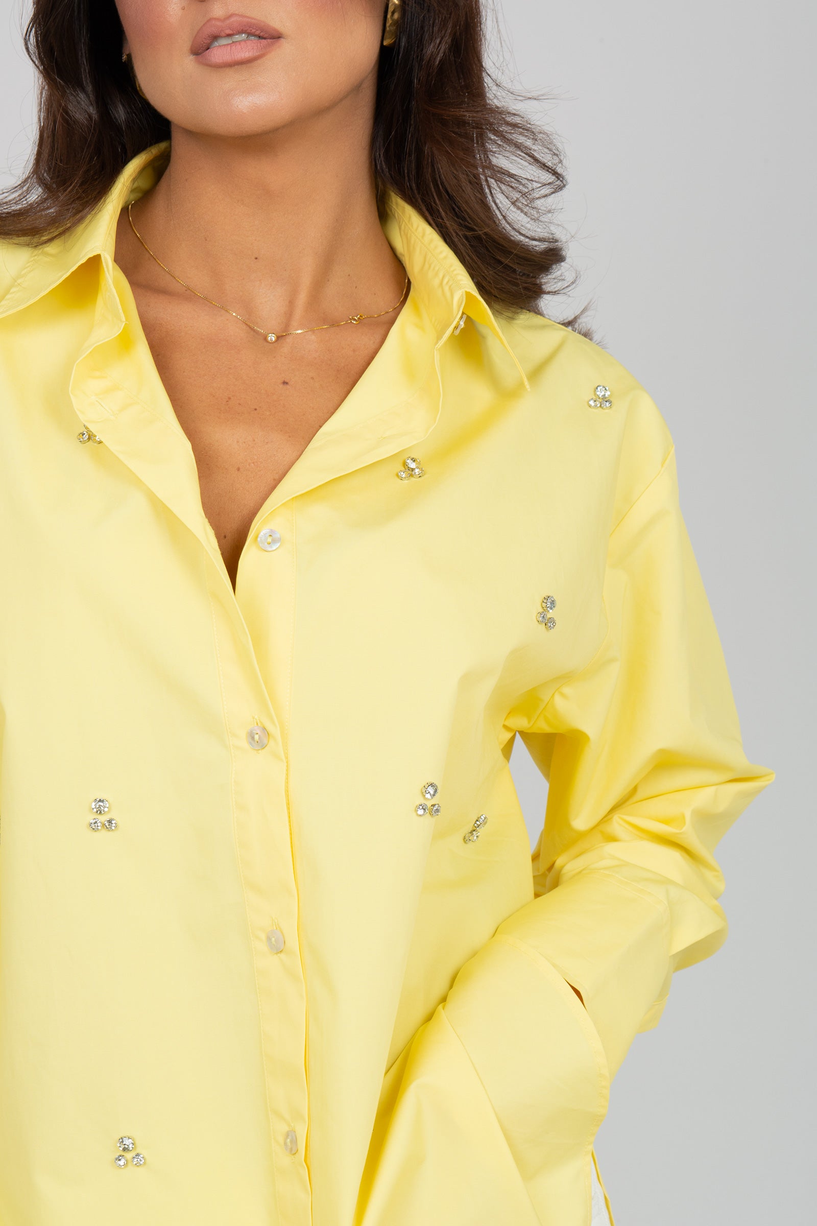 camicia in popeline con ricami S6PKWOSI153 020 A PAPER KID 