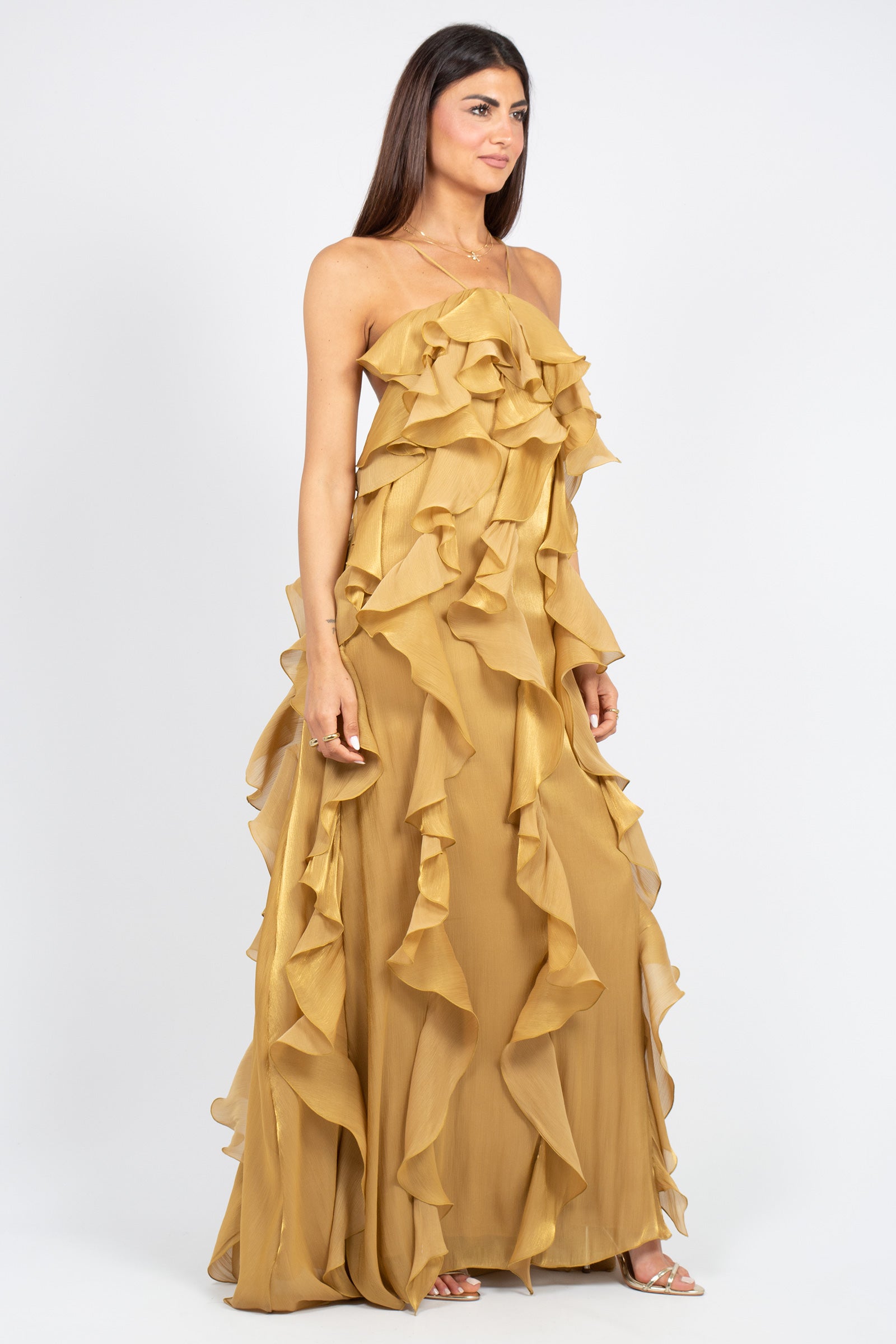 abito con rouche all over AB4113ART16159 YELLOW ACTUALEE 