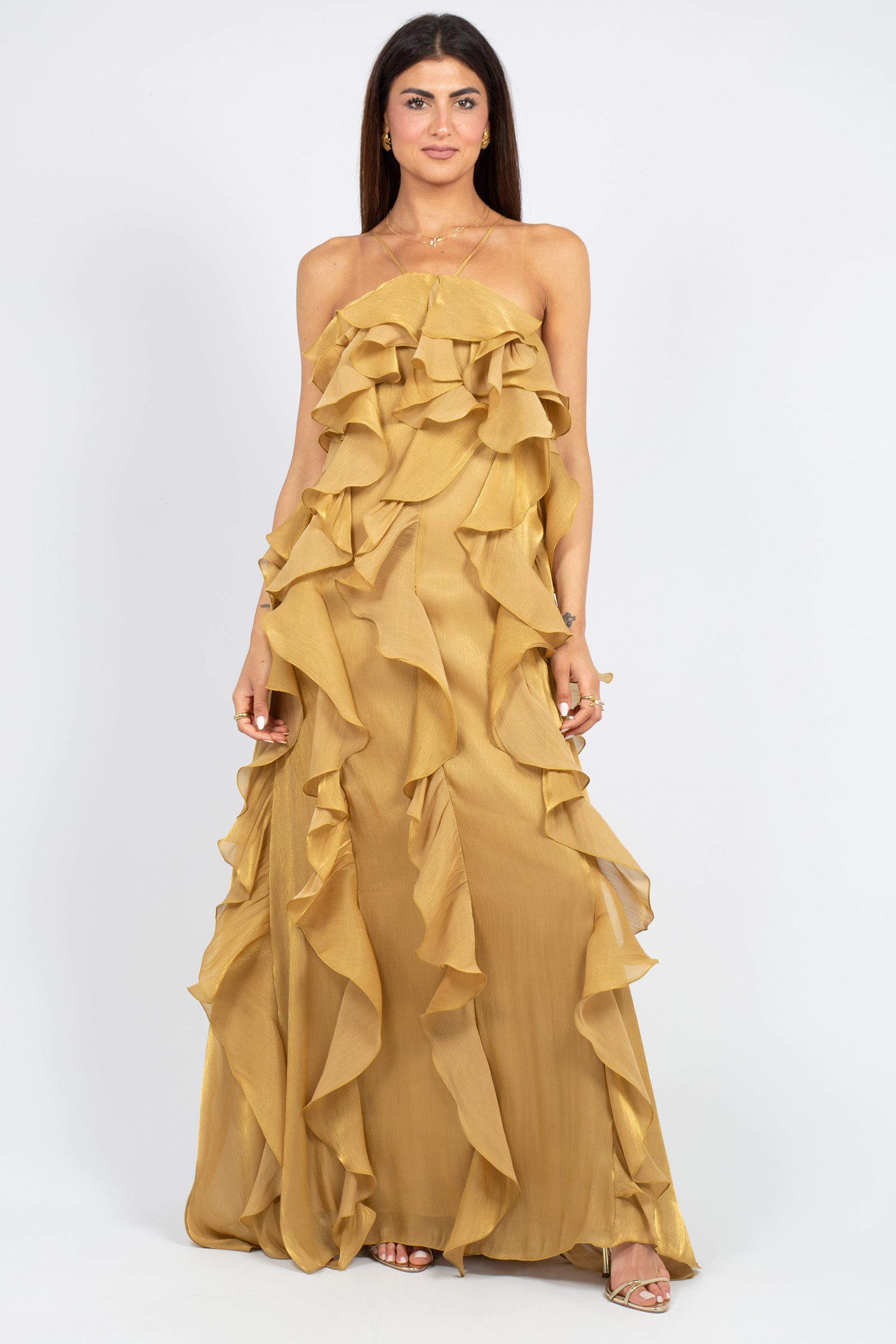abito con rouche all over AB4113ART16159 YELLOW ACTUALEE 