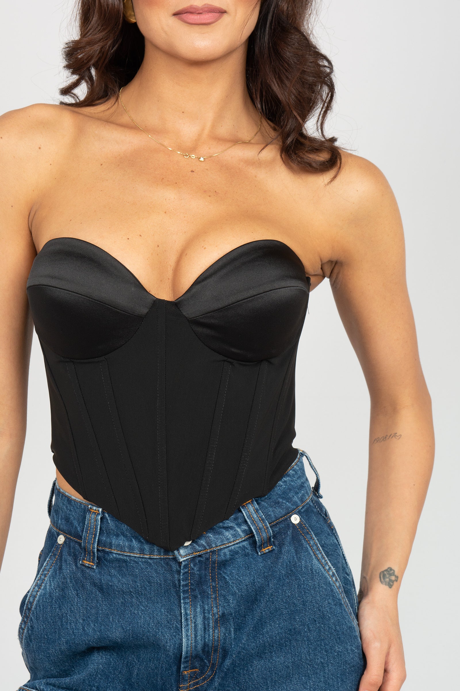 bustier in tulle e raso BU0003ART08BU BLACK ACTUALEE 