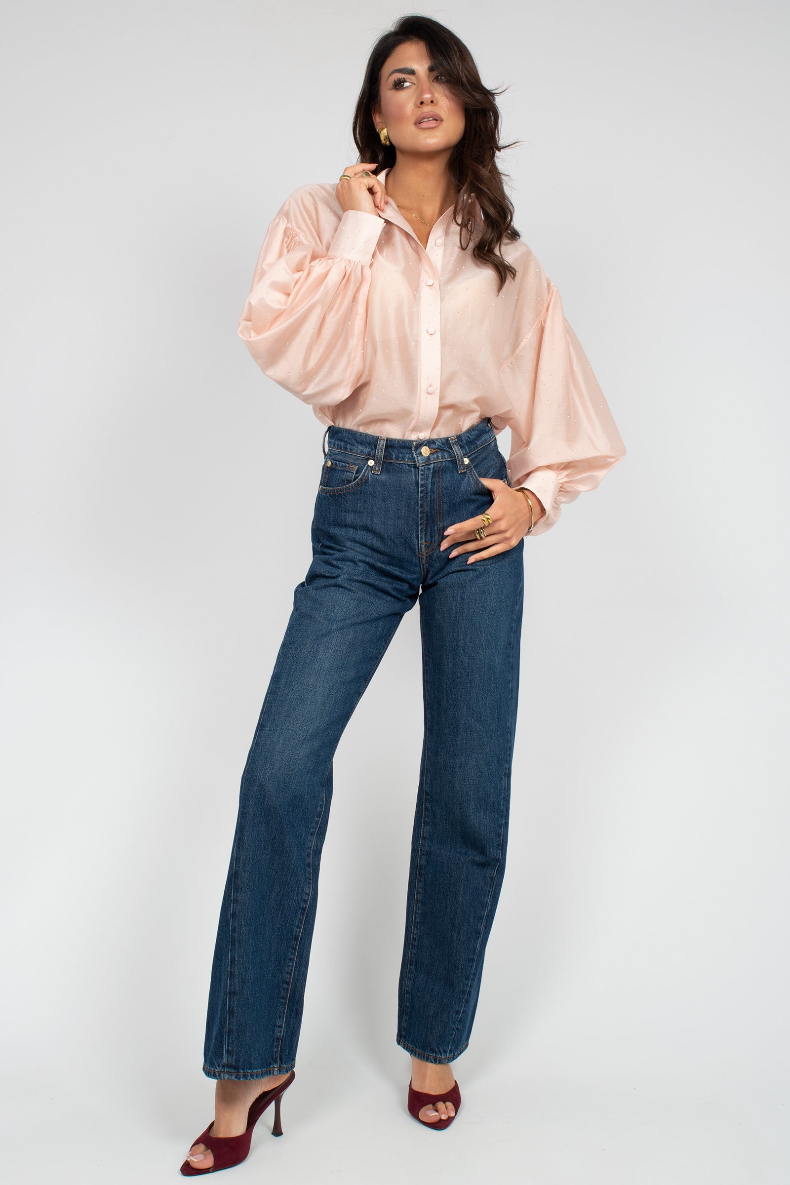 camicia in lyocell e microborchie CA61116147 PINK ACTUALEE 