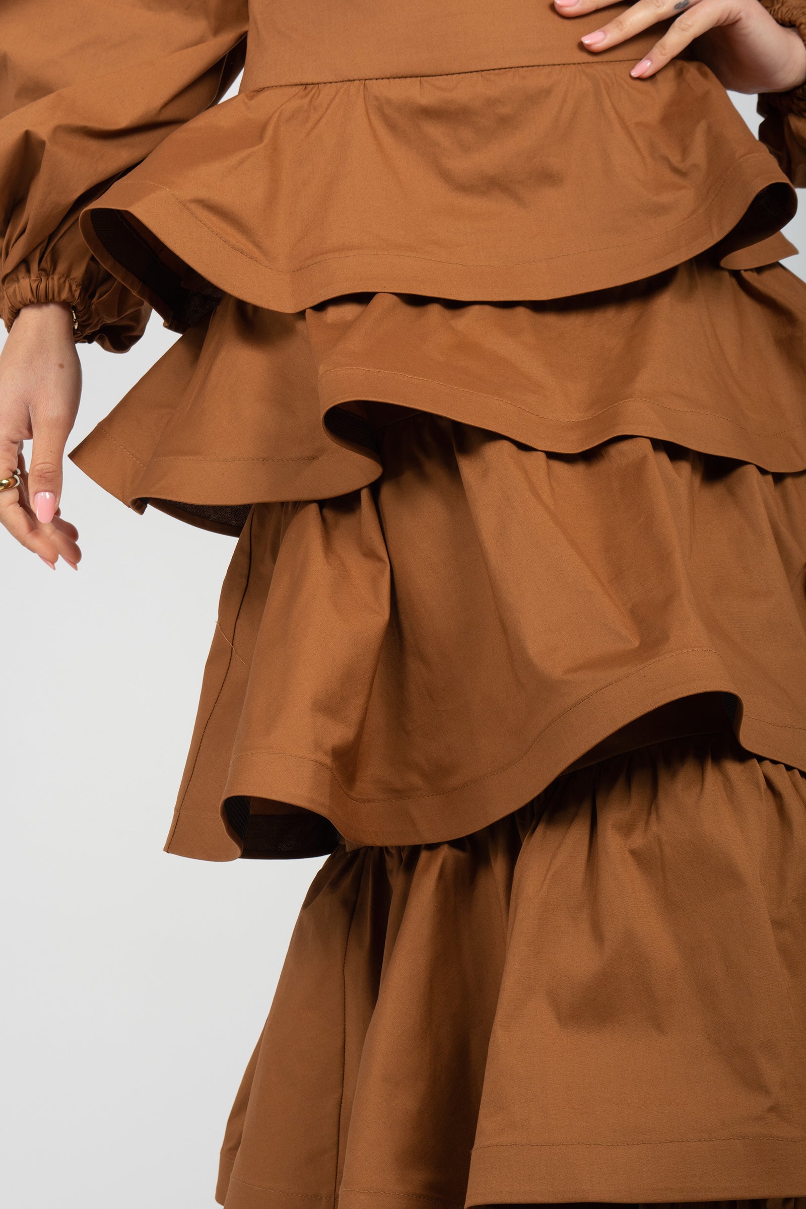 gonna a balze in cotone GO3557ART16182 BROWN ACTUALEE 