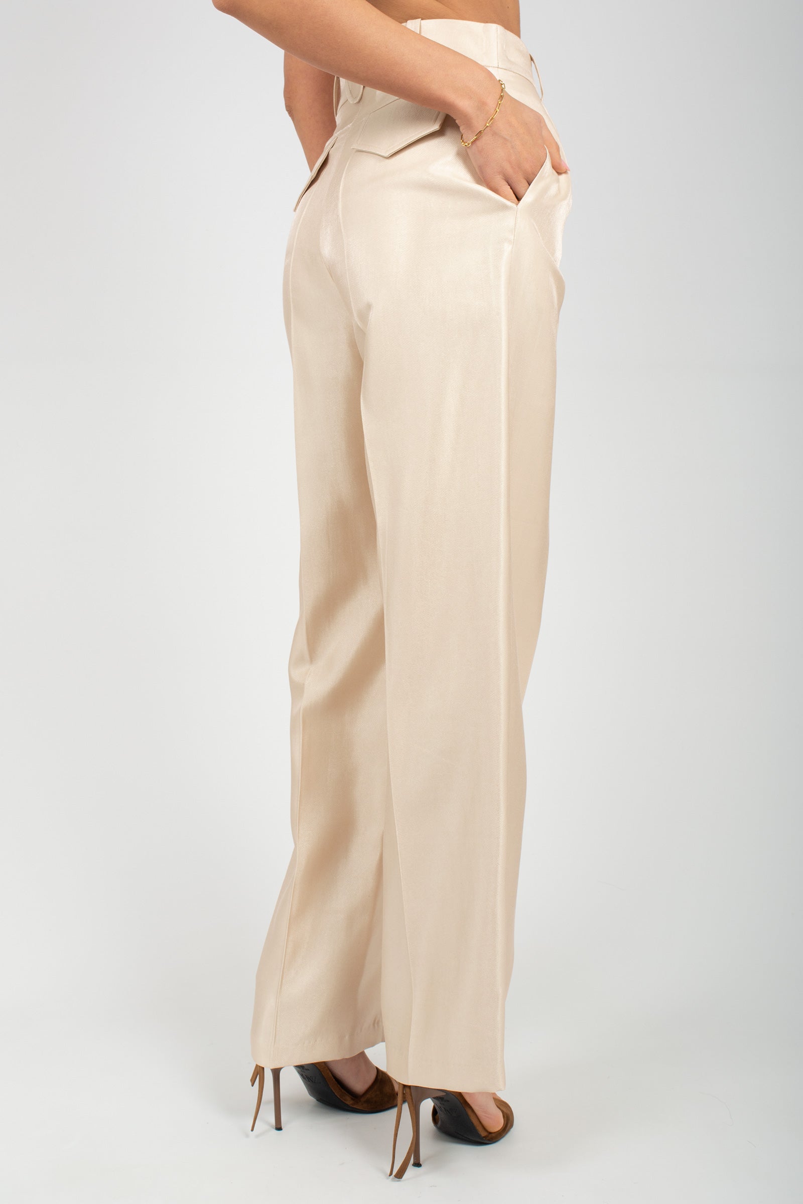 pantalone in raynon lucido PA3025ART16134 GOLD ACTUALEE 