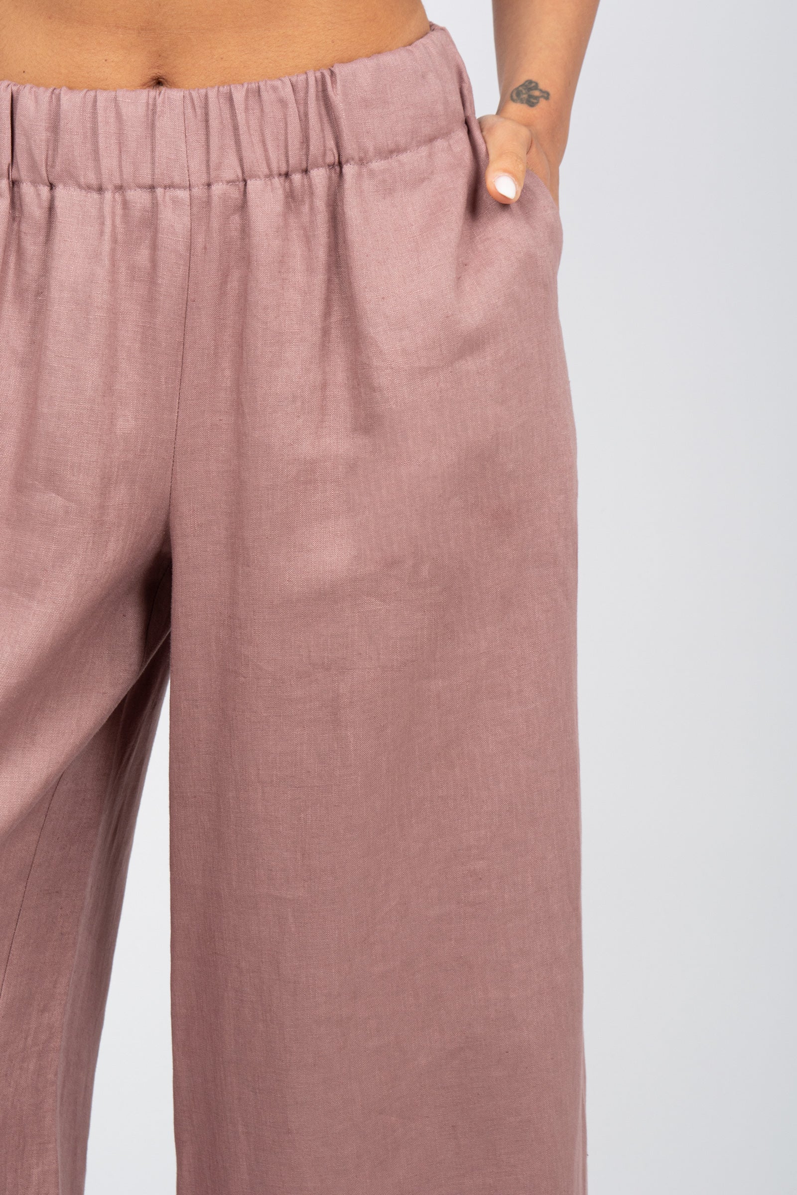 pantalone in lino PA3026ART16172 PINK ACTUALEE 
