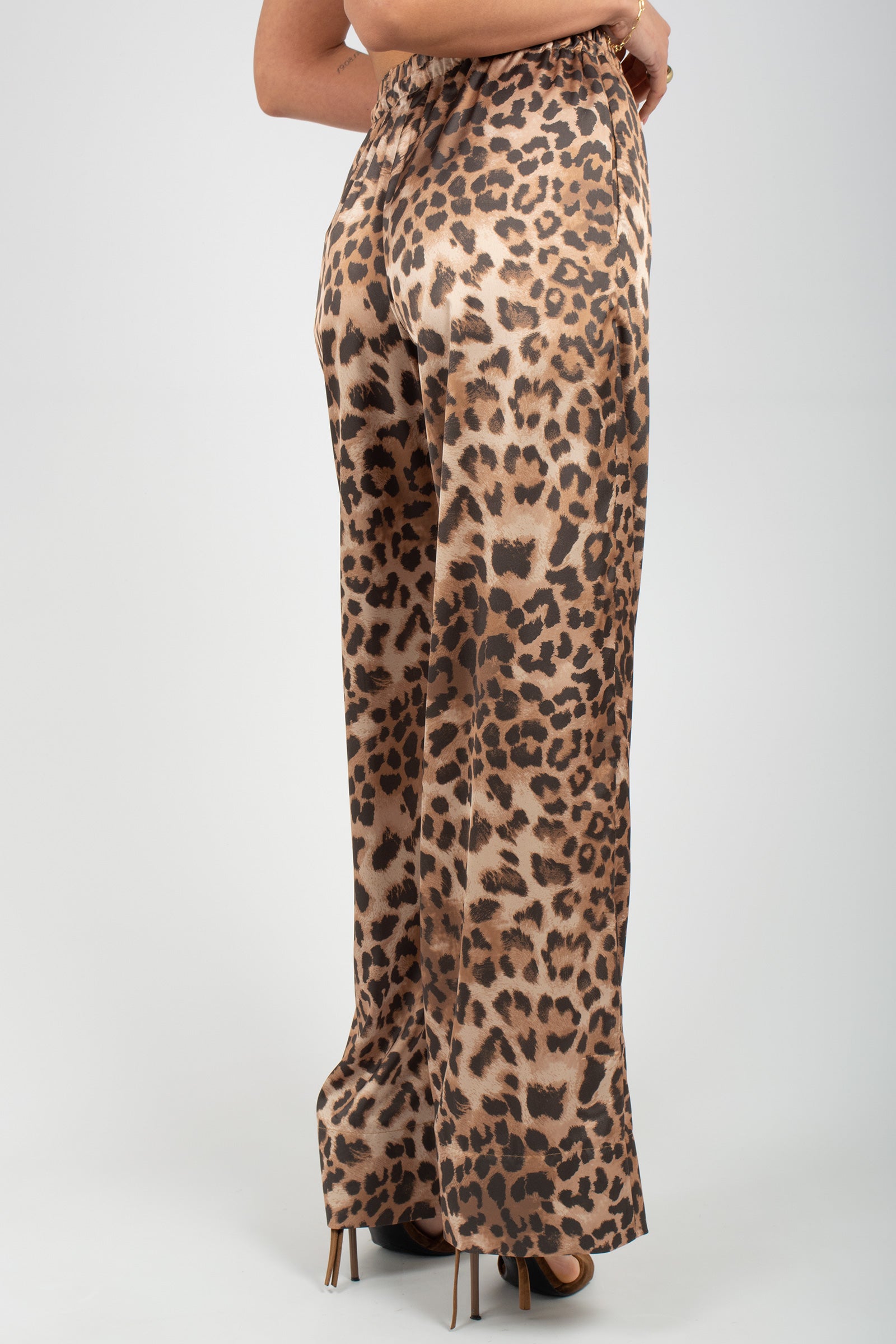 pantalone in raso maculato PA3027ART16179 MULTI ACTUALEE 