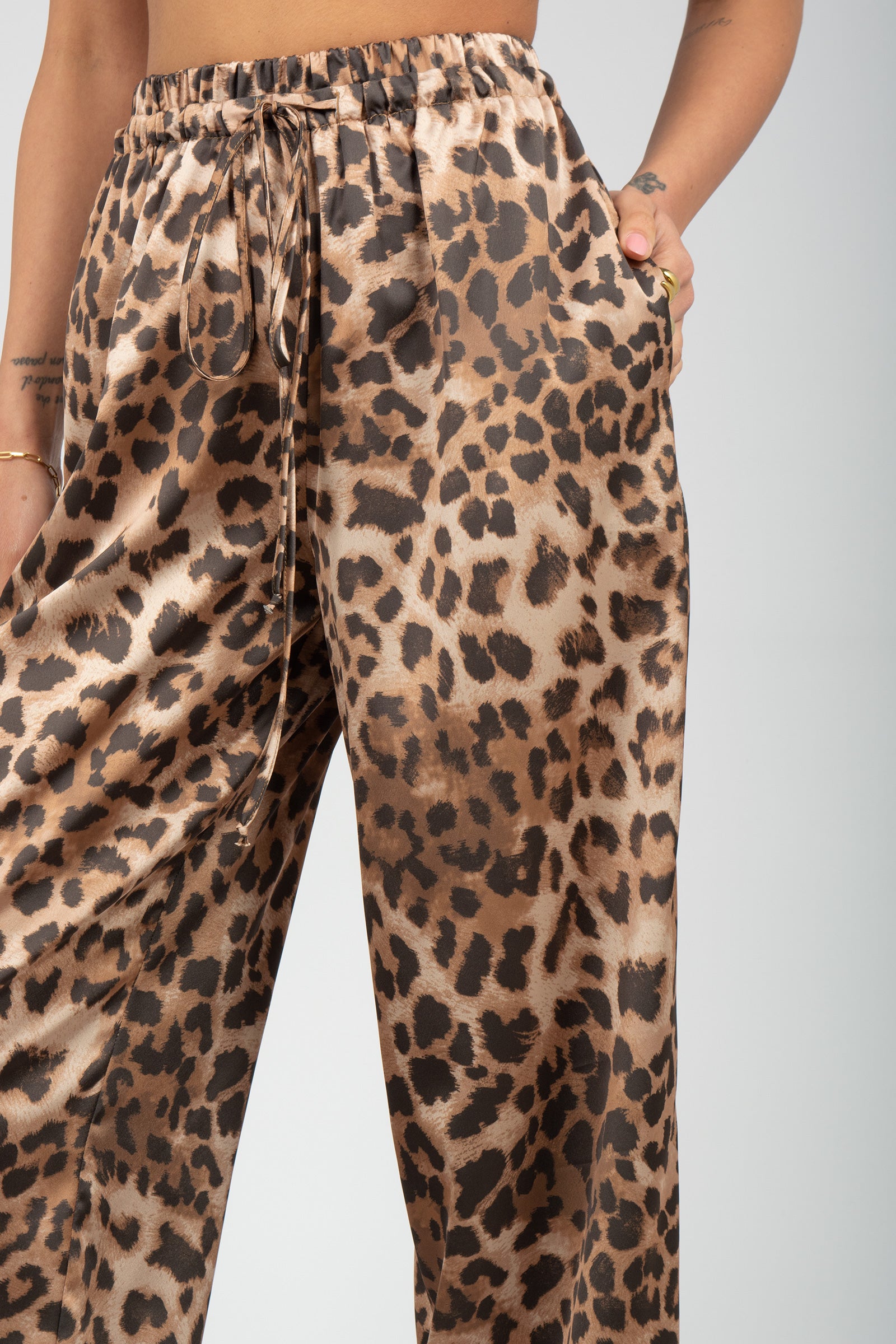 pantalone in raso maculato PA3027ART16179 MULTI ACTUALEE 