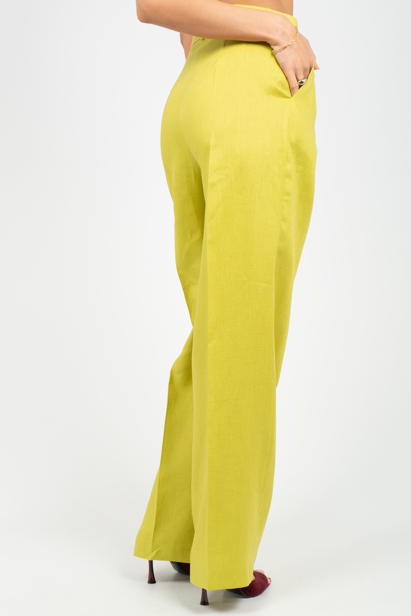 pantalone wide leg in lino PA3032ARTPT02712 GREEN ACTUALEE 