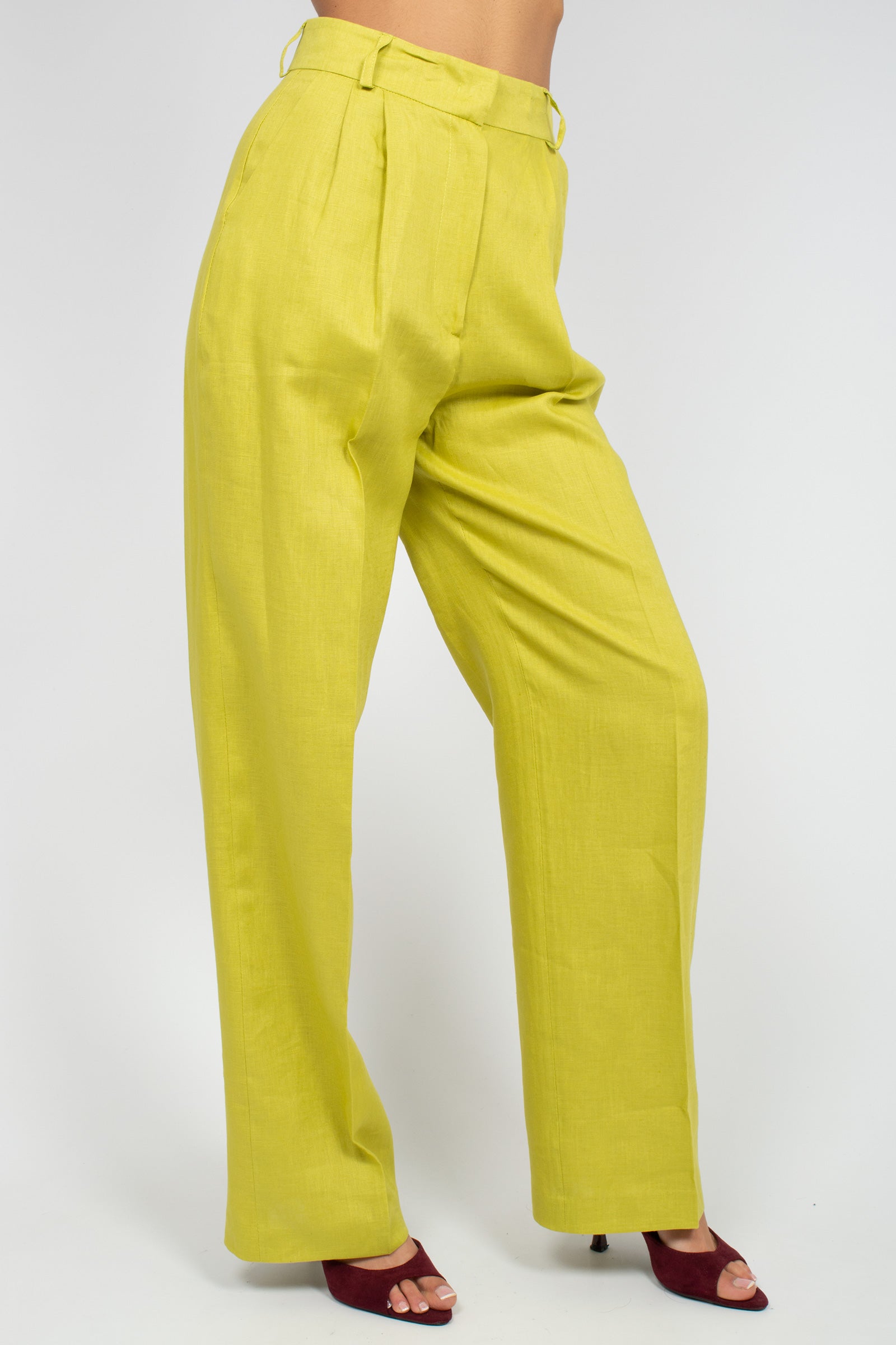 pantalone wide leg in lino PA3032ARTPT02712 GREEN ACTUALEE 