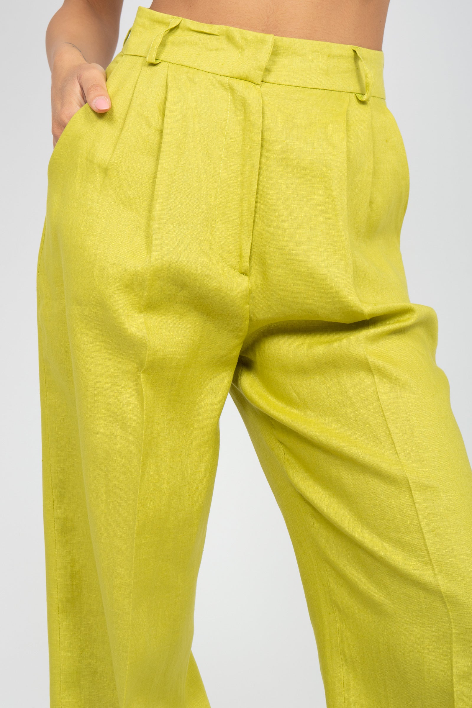 pantalone wide leg in lino PA3032ARTPT02712 GREEN ACTUALEE 