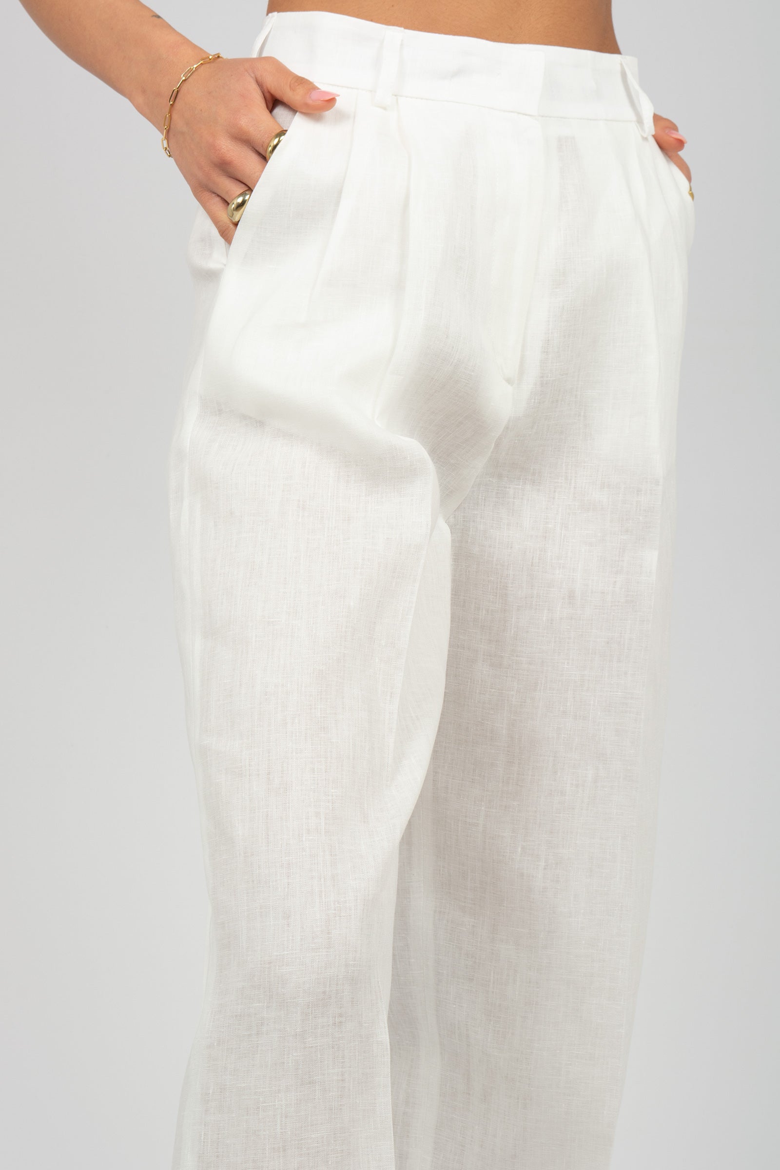 pantalone wide leg in lino PA3032ARTPT02712 WHITE ACTUALEE 