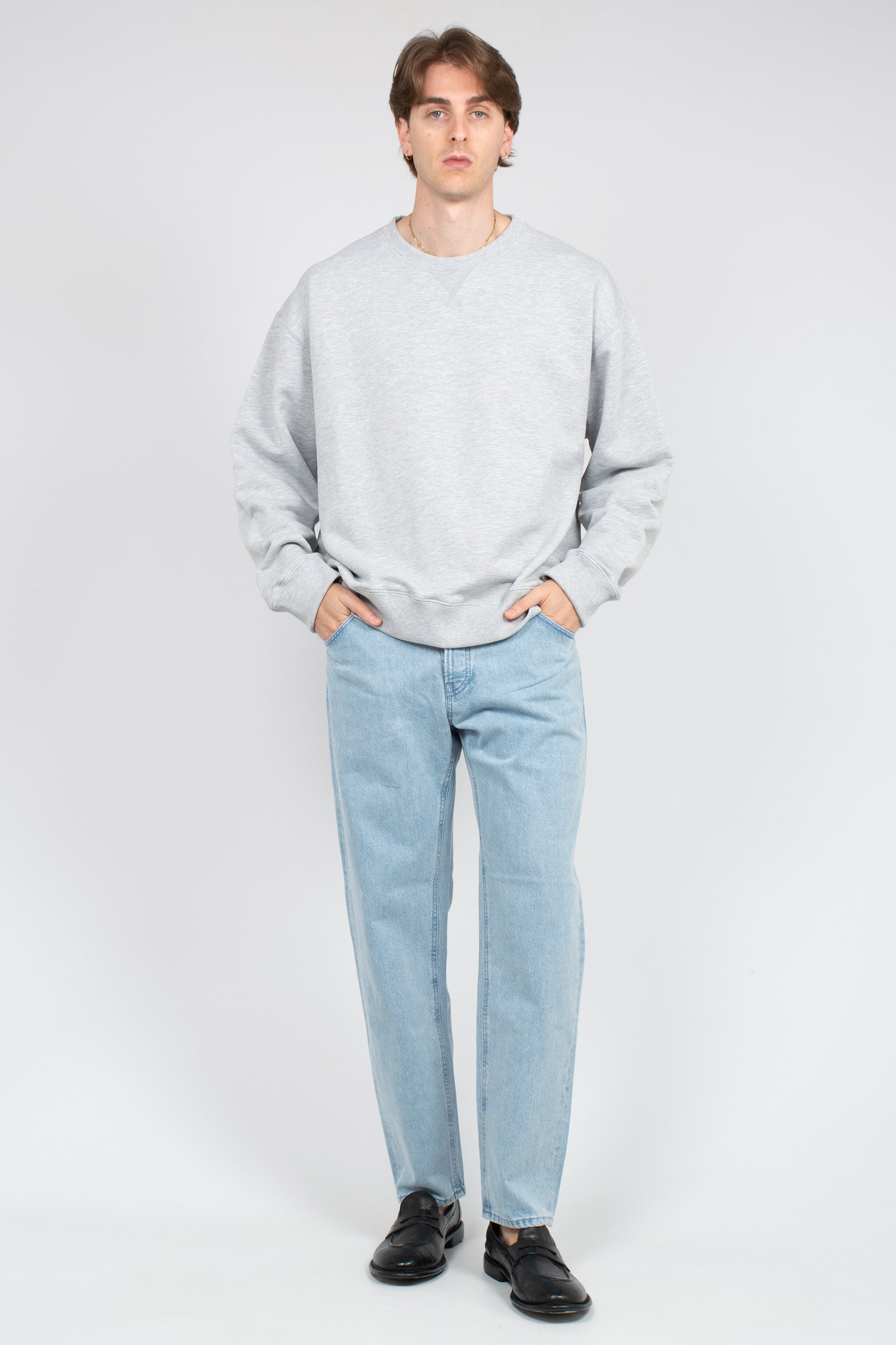 felpa girocollo in cotone B6AB0004 GRIGIO AMARANTO 