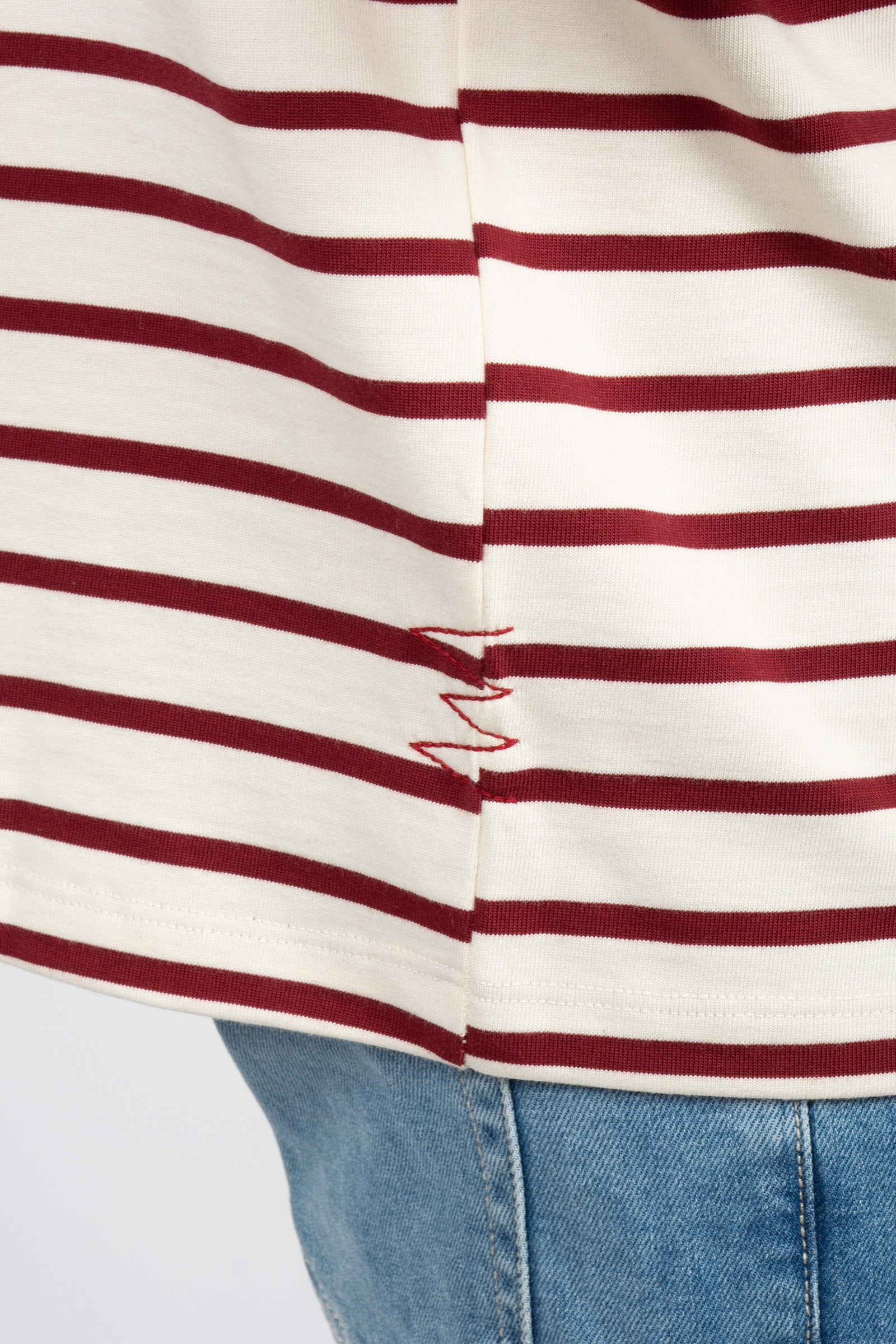 t-shirt a righe in cotone B6AB0013 BIANCOBORDEAU AMARANTO 
