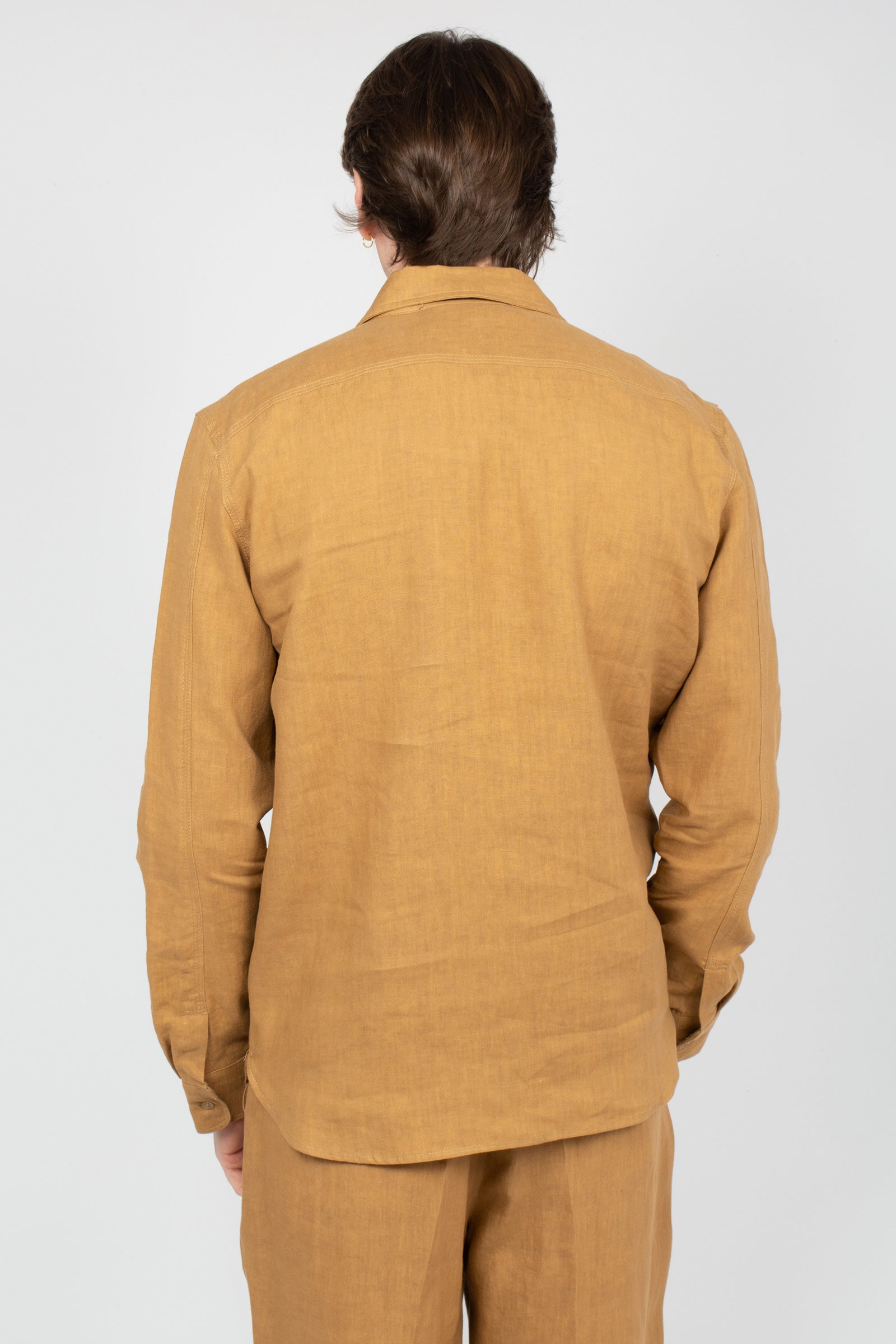 camicia oversize in lino B6AB0018 BEIGE AMARANTO 