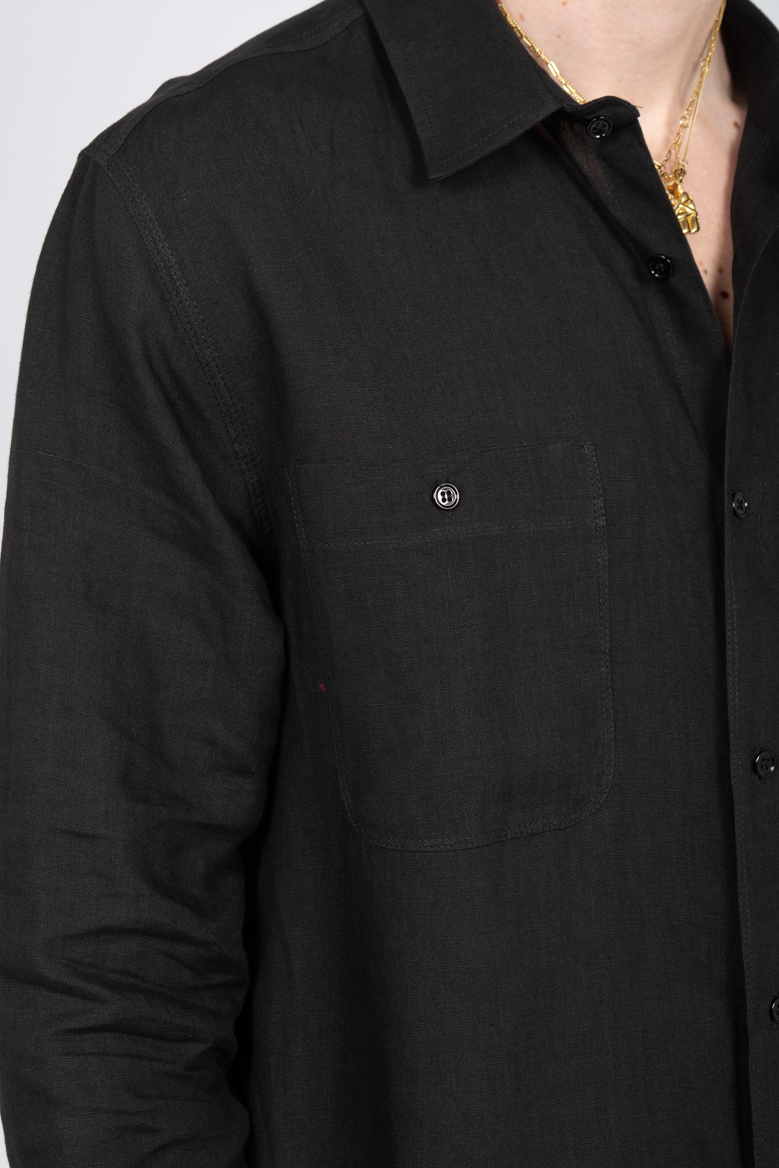 camicia oversize in lino B6AB0018 BLACK AMARANTO 
