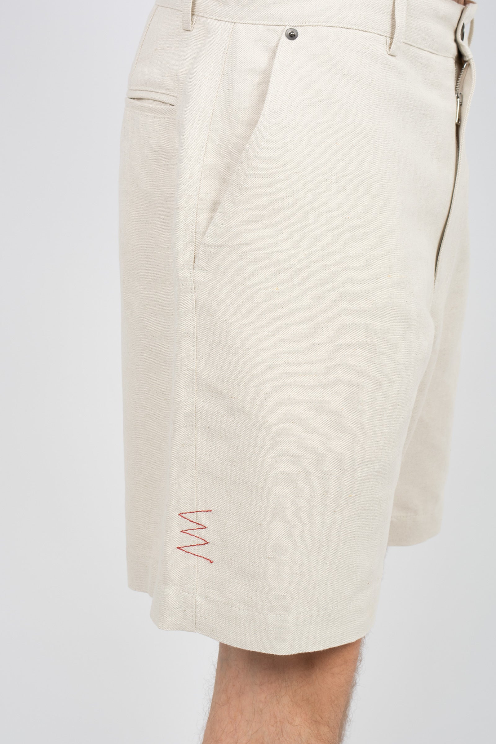 bermuda in misto cotone e lino B6AB0028 NATURALE AMARANTO 